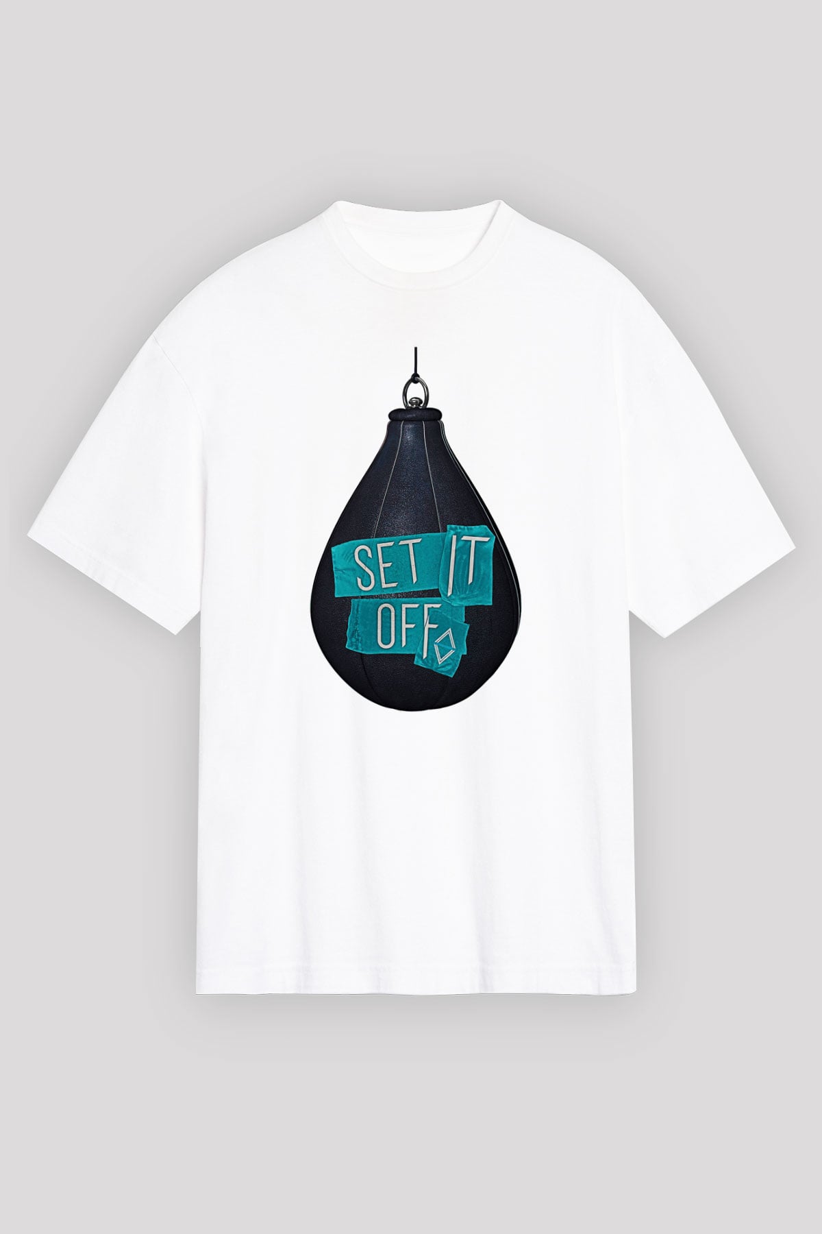 Set it off  Baskılı Beyaz Unisex Oversize Tişört - Tshirt