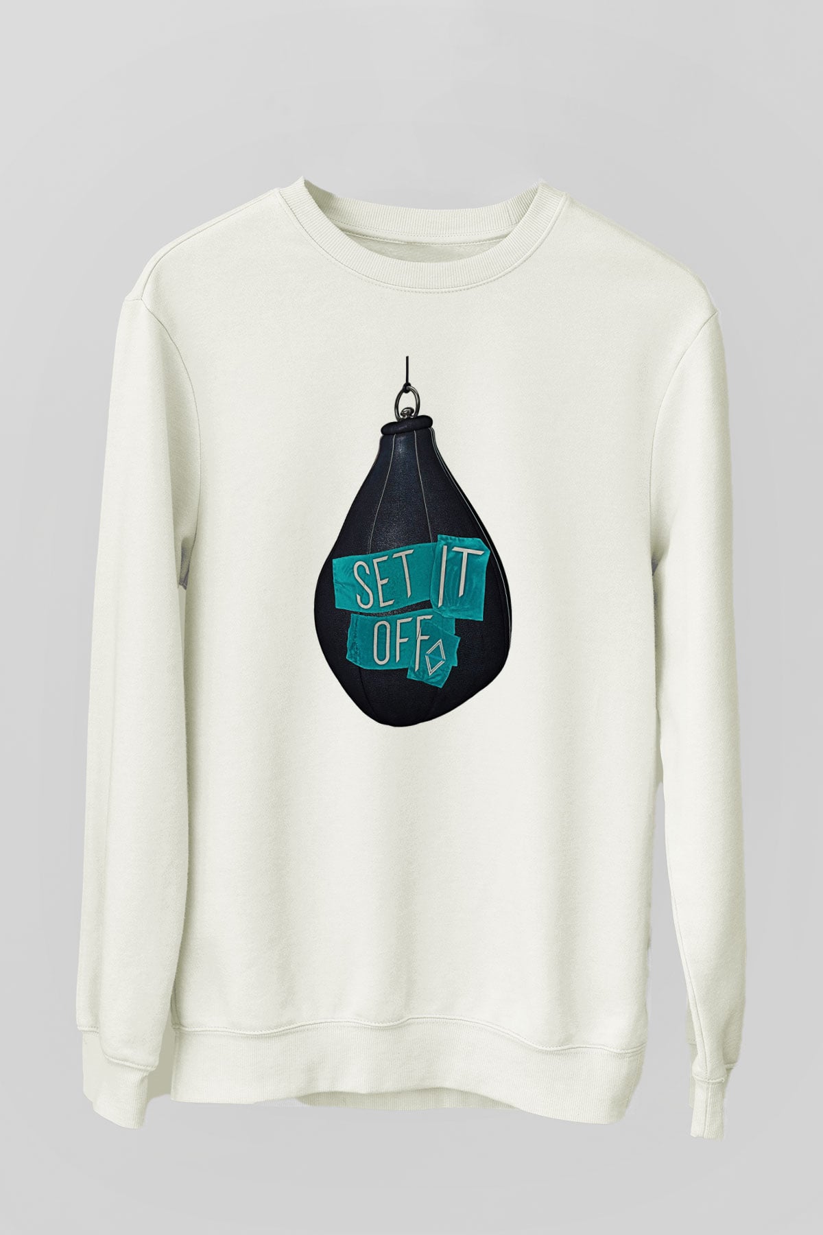 Set it off  Baskılı Beyaz Unisex Sweatshirt