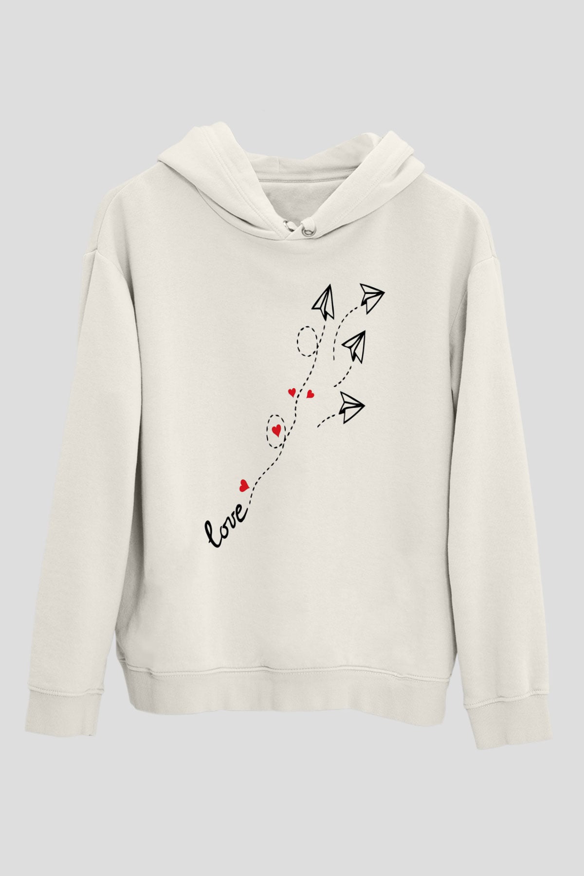 Sevgililer Günü Beyaz Unisex Hoodie