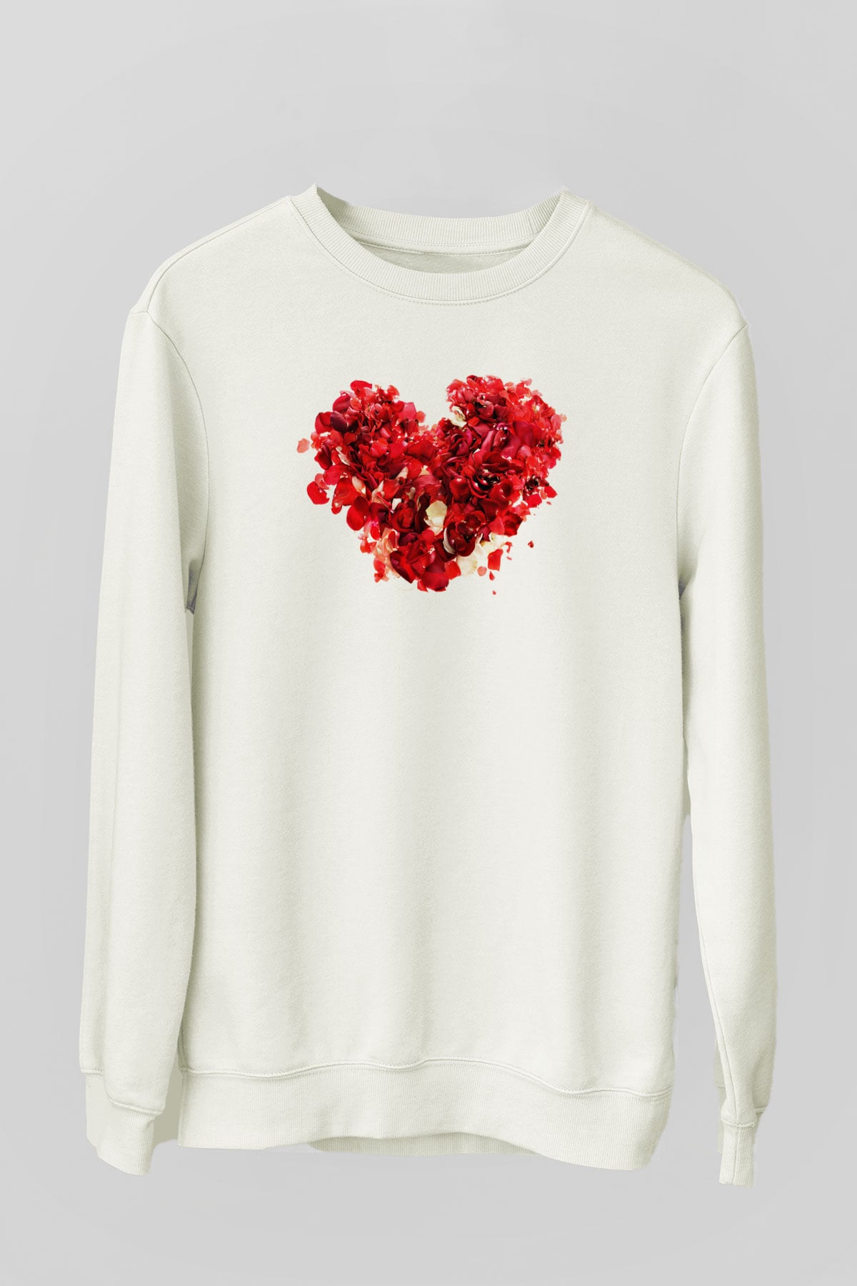 Sevgililer Günü Beyaz Unisex Sweatshirt