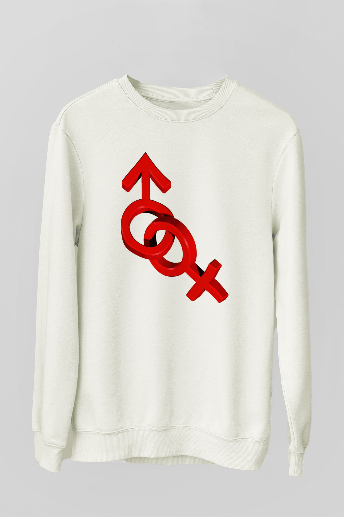 Sevgililer Günü Beyaz Unisex Sweatshirt