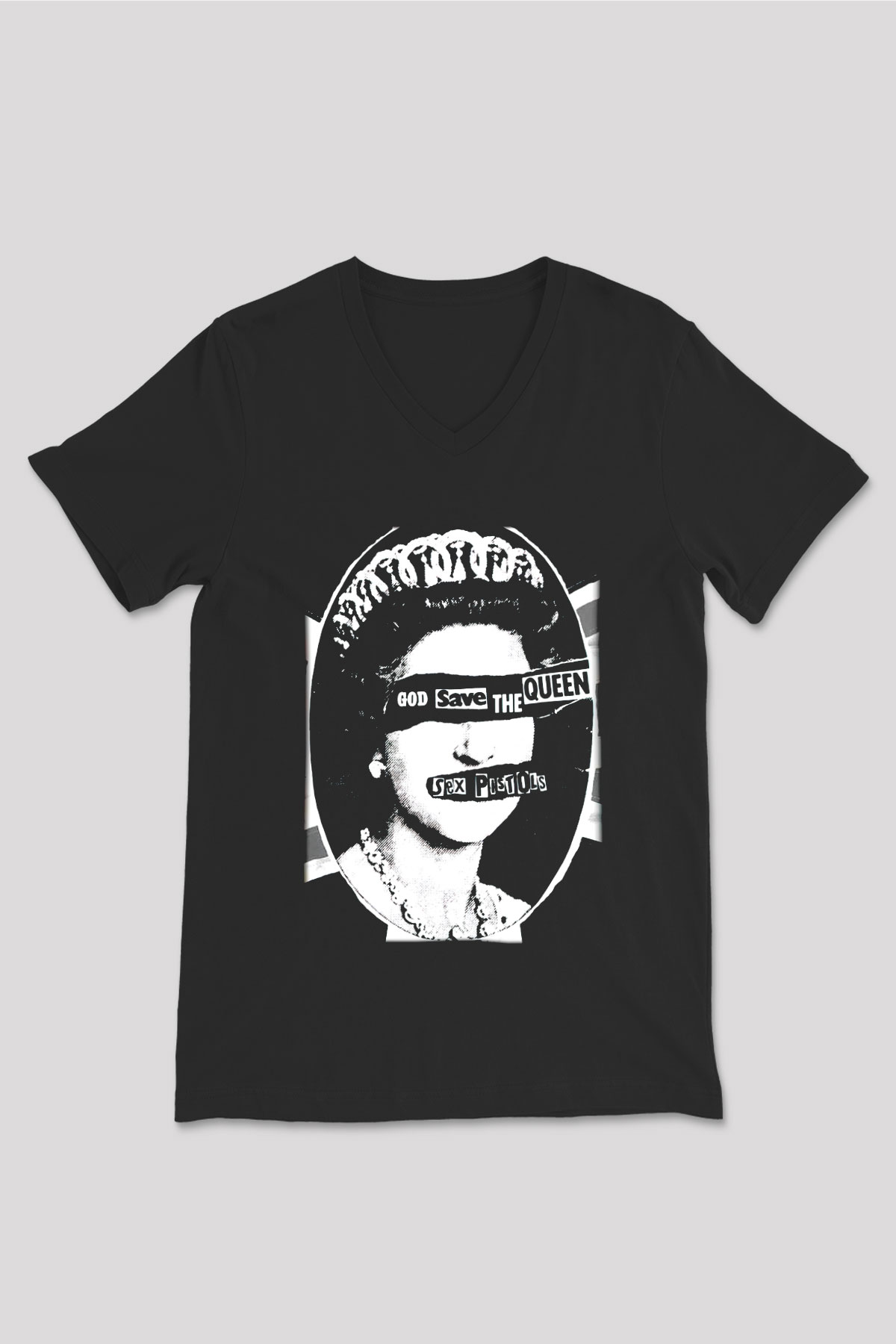Sex Pistols Siyah Unisex V Yaka Tişört T-Shirt
