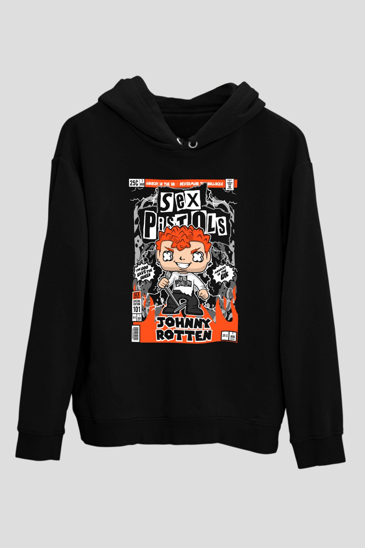 SexPistols Baskılı Unisex Siyah Hoodie