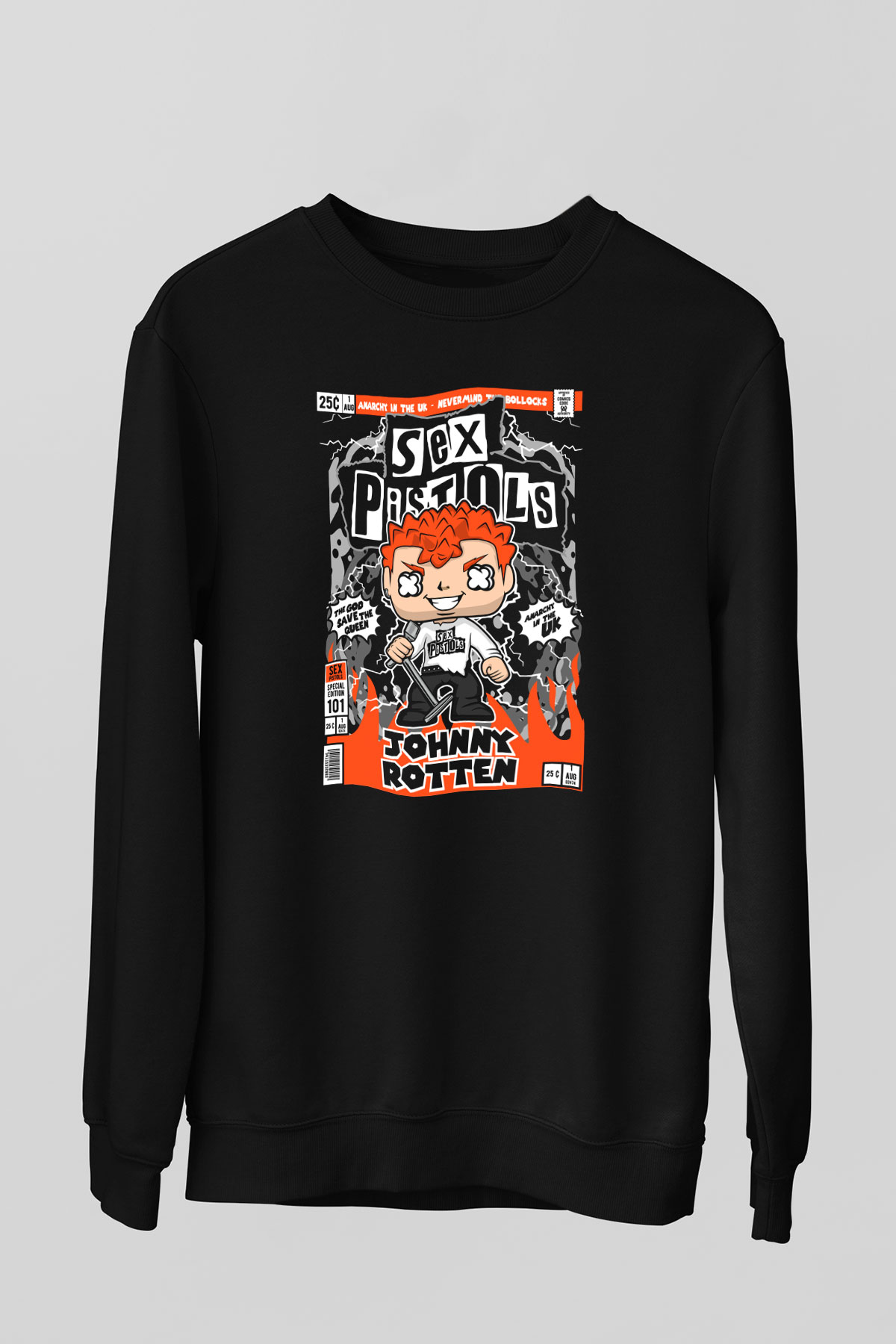SexPistols Baskılı Unisex Siyah Sweatshirt