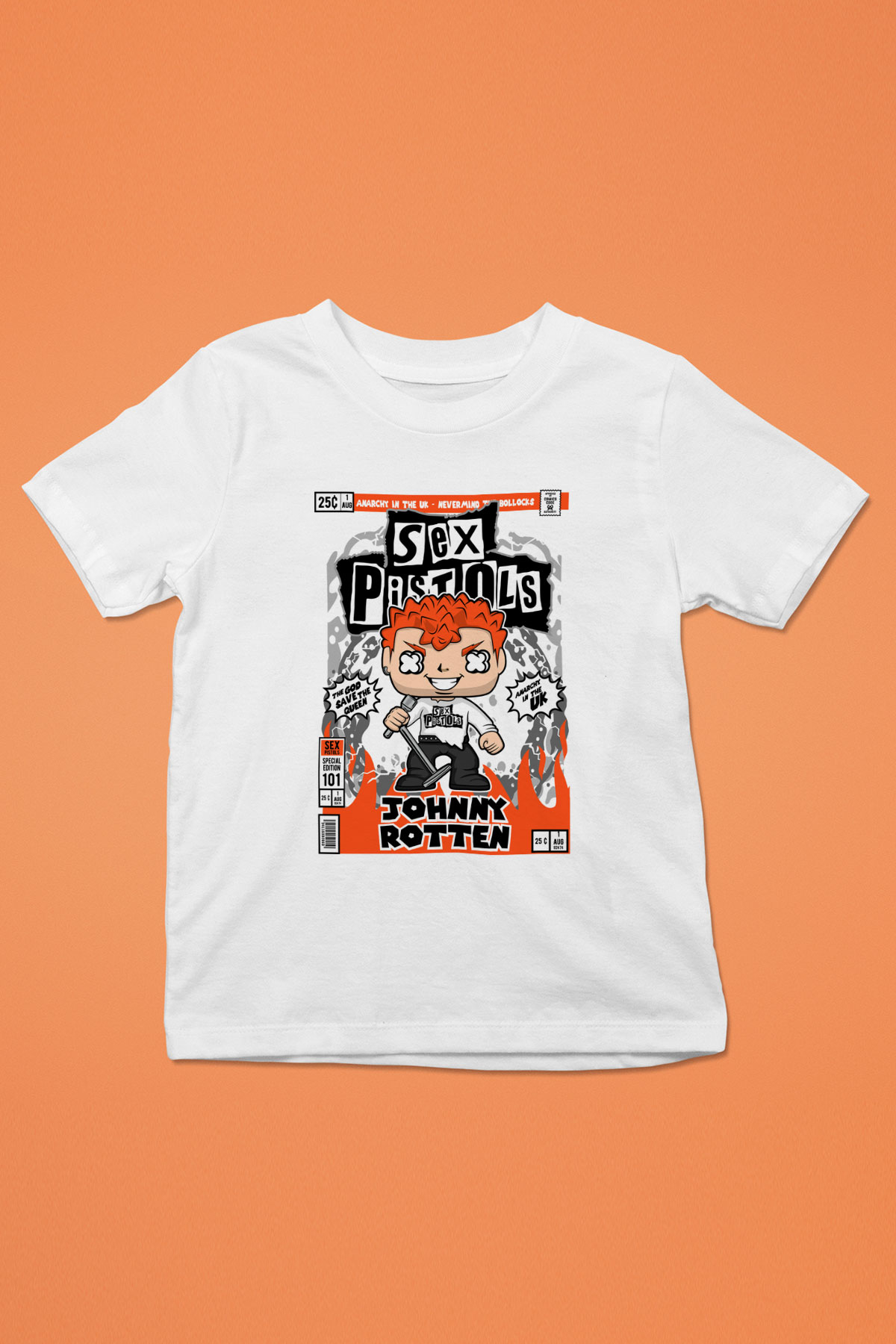SexPistols Johnny Rotten Baskılı Unisex Beyaz Çocuk Tişört