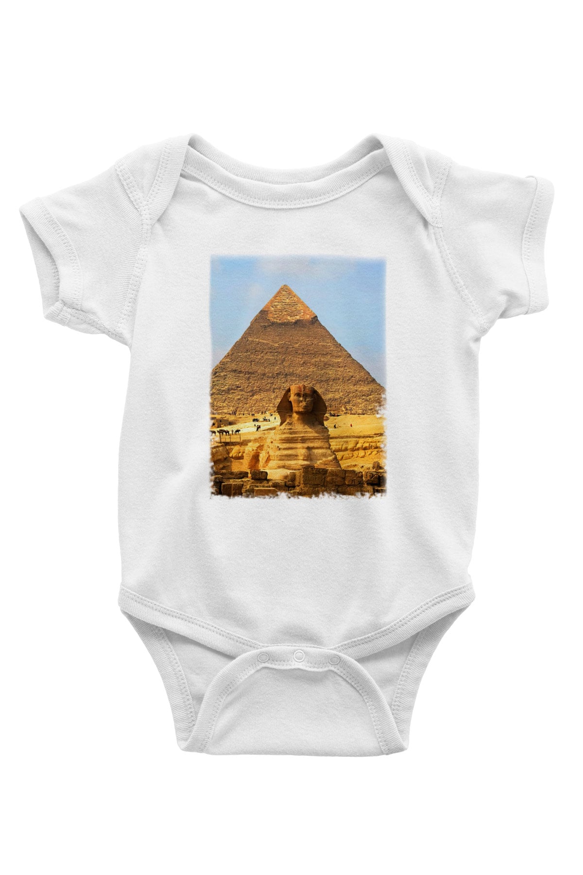 Sfenks Baskılı Beyaz Unisex Bebek Body - Zıbın