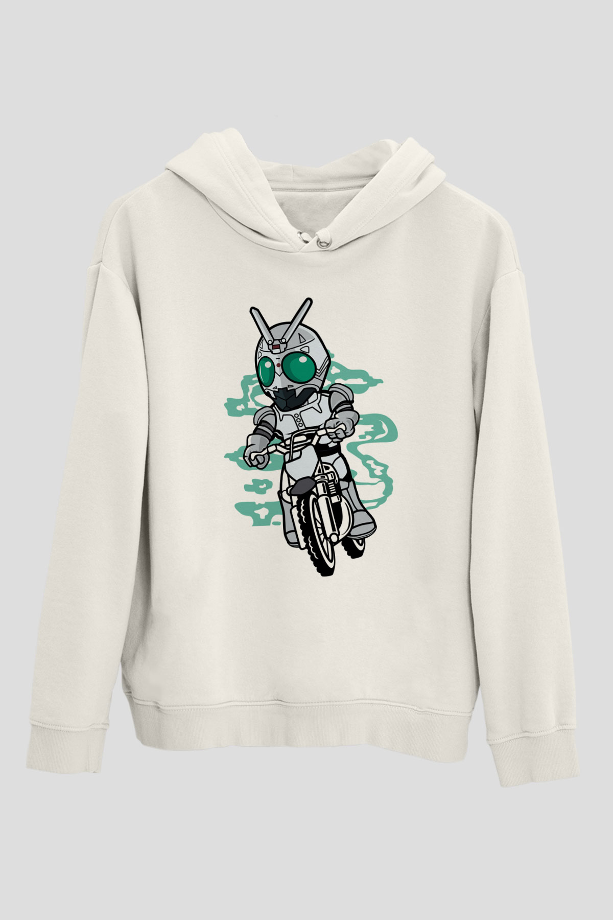 Shadowmoon Motocross Rider Baskılı Beyaz Unisex Hoodie