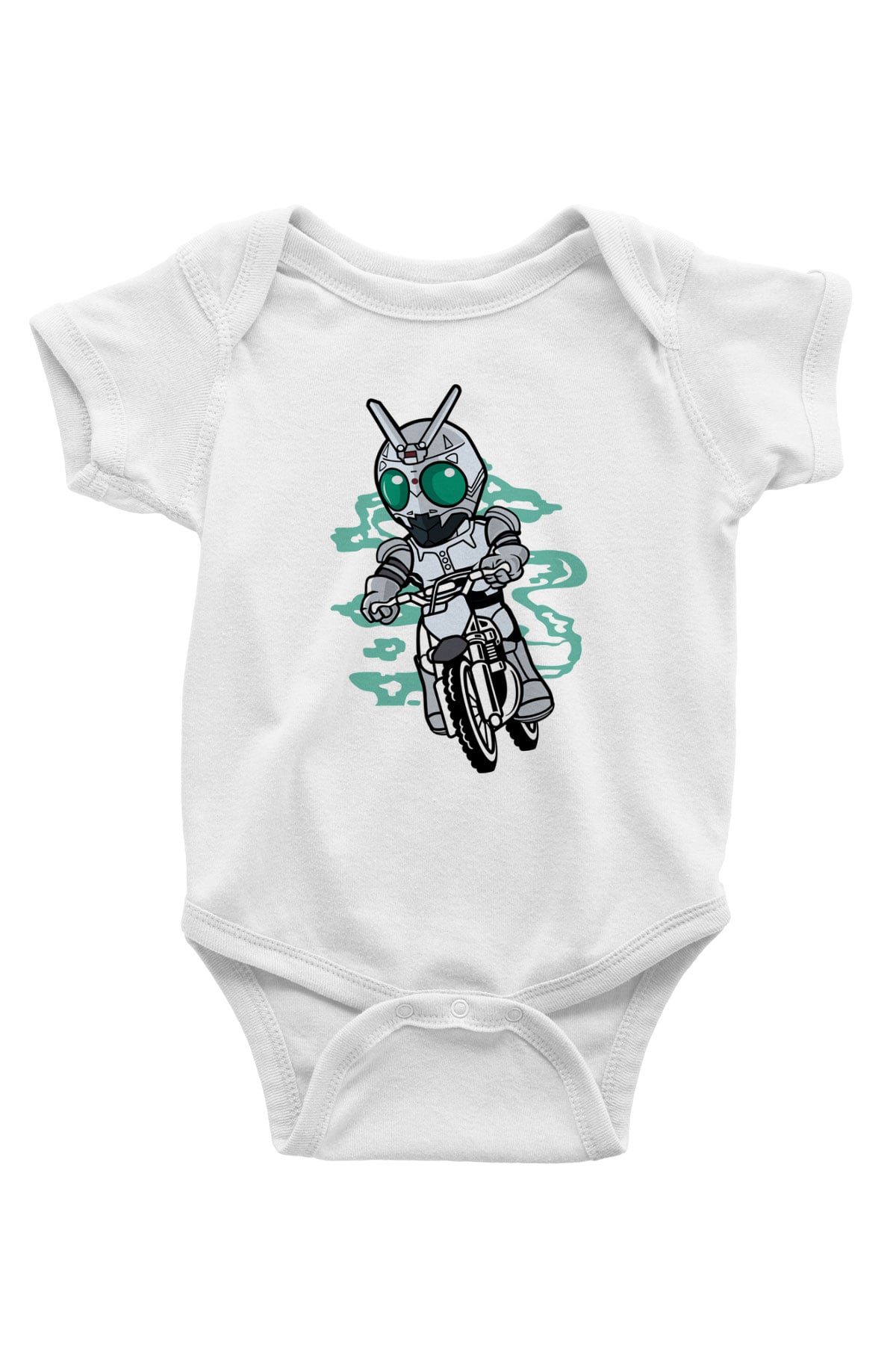 Shadowmoon Motocross Rider Baskılı Beyaz Unisex Bebek Body - Zıbın