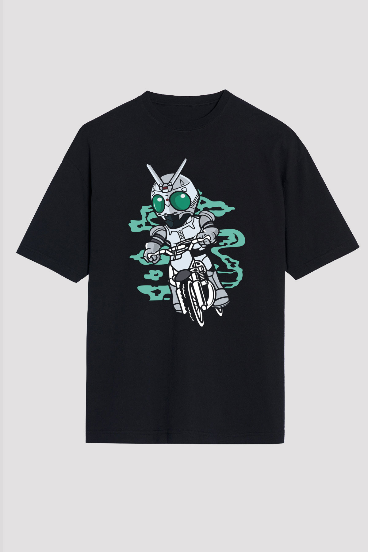 Shadowmoon Motocross Rider Baskılı Siyah Unisex Oversize Tişört