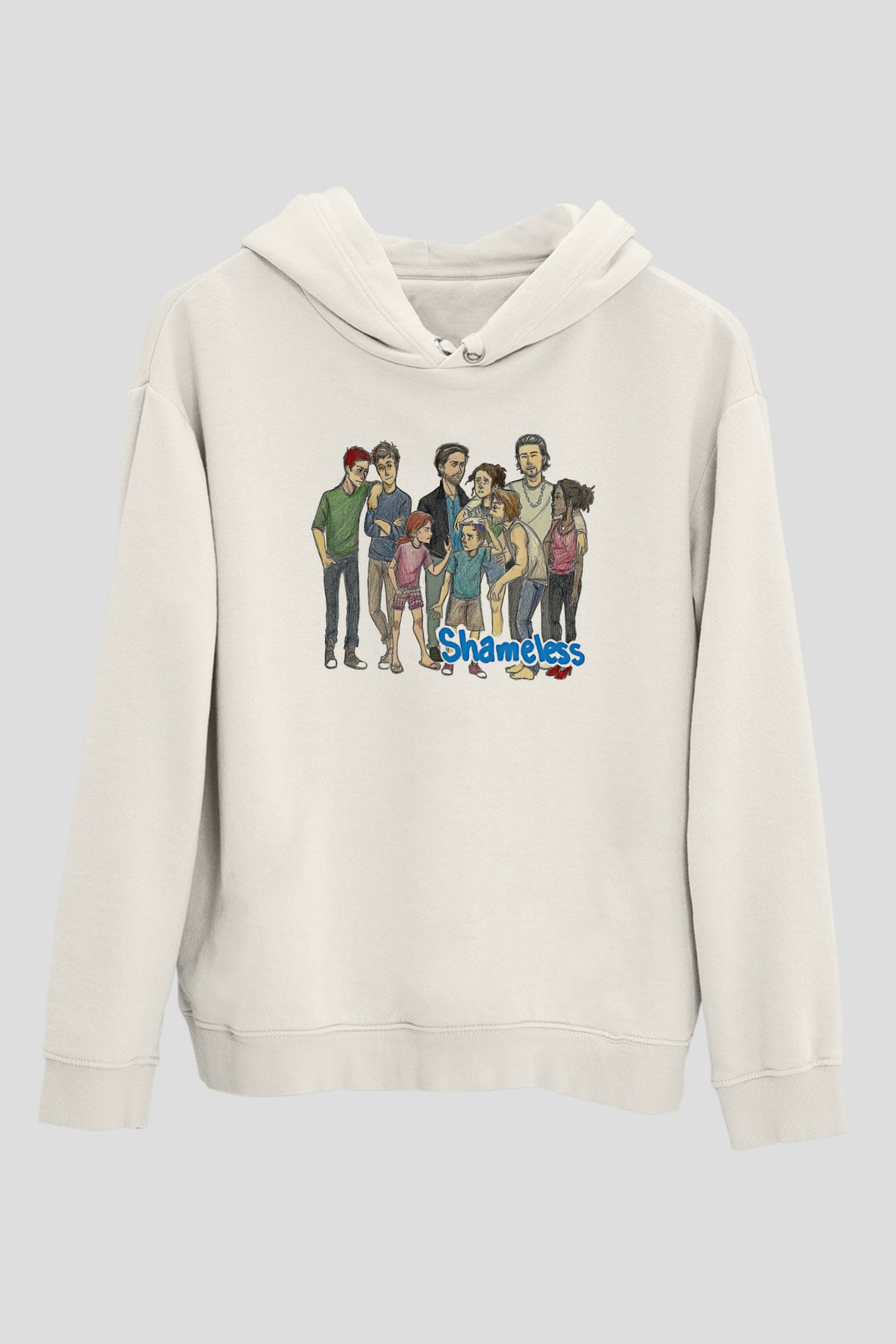 Shameless Baskılı Beyaz Unisex Hoodie