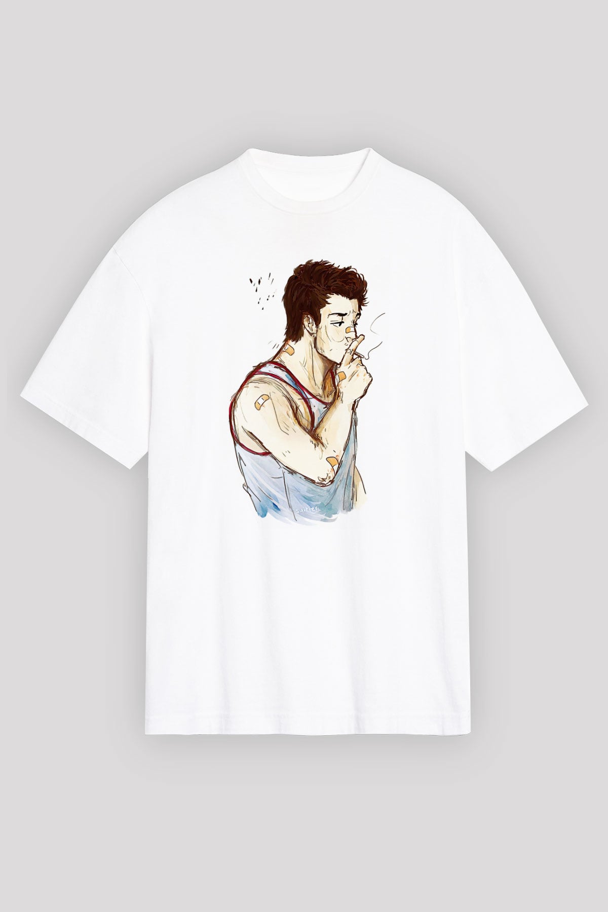 Shameless Baskılı Beyaz Unisex Oversize Tişört - Tshirt