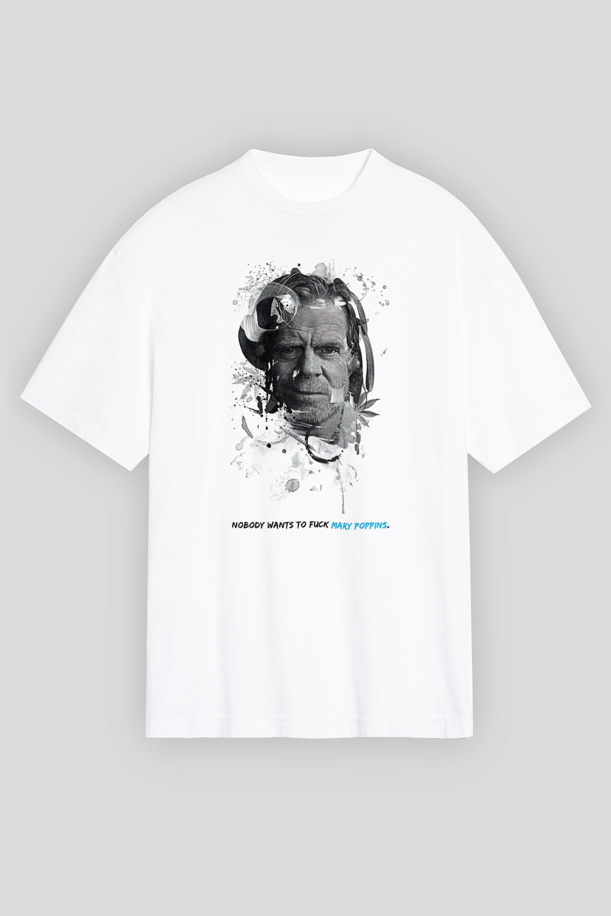 Shameless Baskılı Beyaz Unisex Oversize Tişört - Tshirt