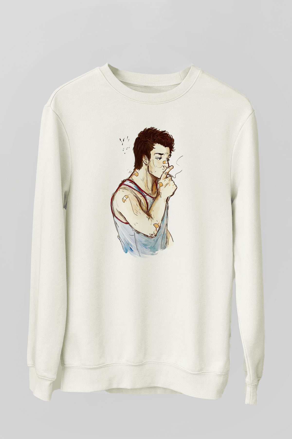Shameless Baskılı Beyaz Unisex Sweatshirt
