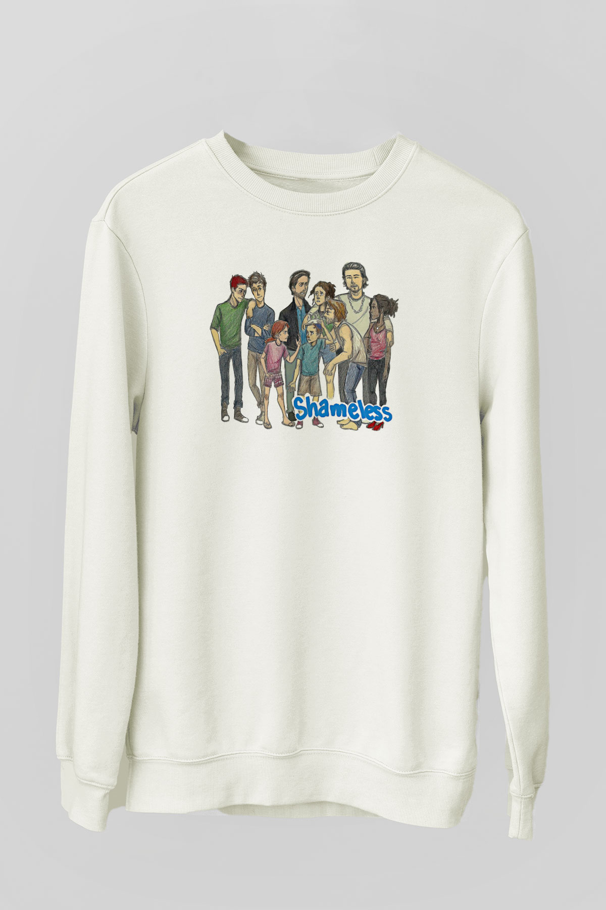 Shameless Baskılı Beyaz Unisex Sweatshirt