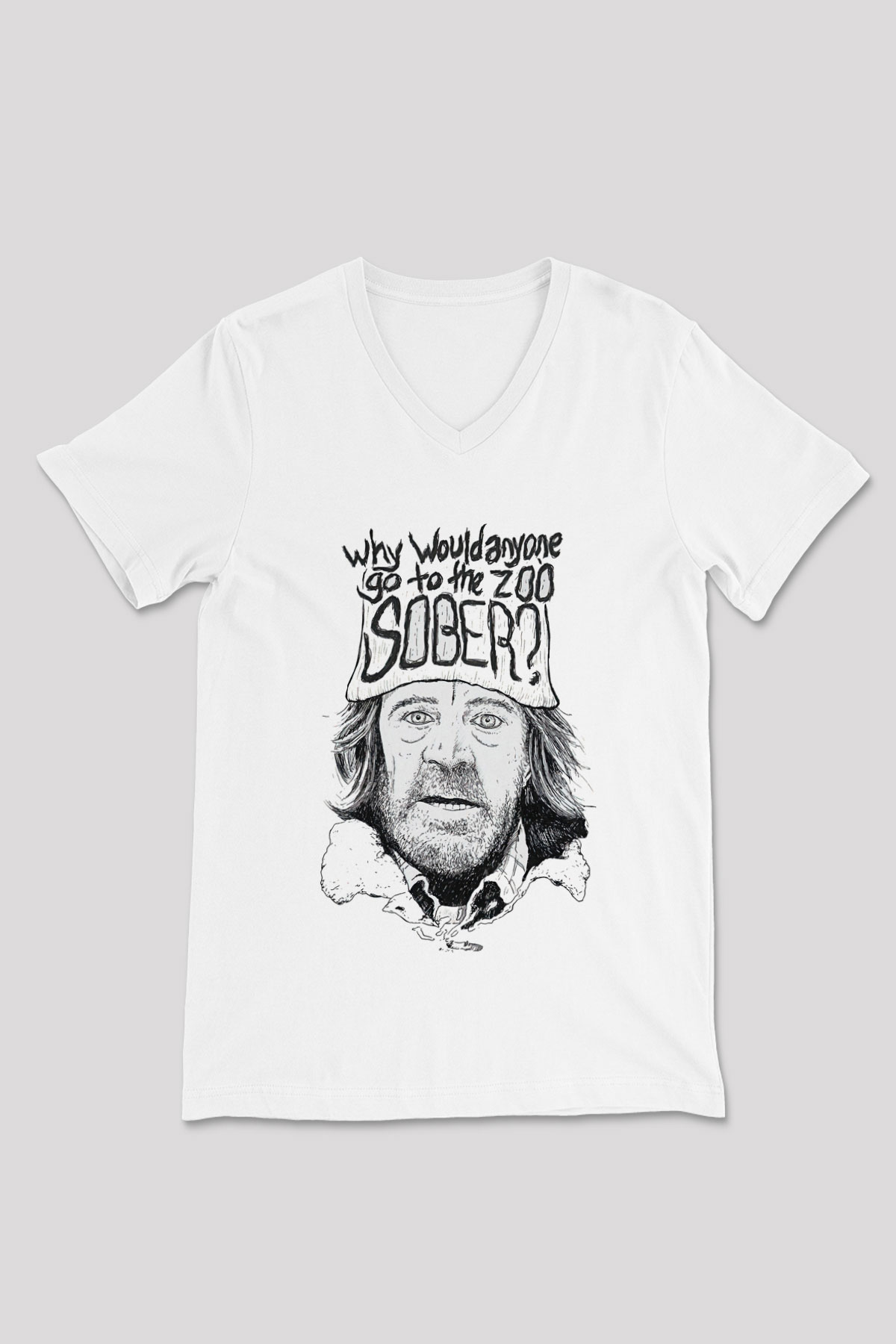 Shameless Baskılı Beyaz Unisex V Yaka Tişört - Tshirt