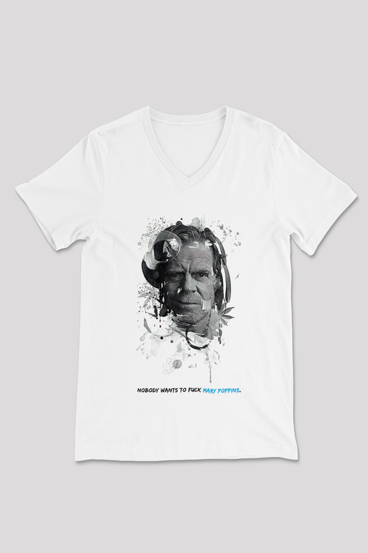 Shameless Baskılı Beyaz Unisex V Yaka Tişört - Tshirt