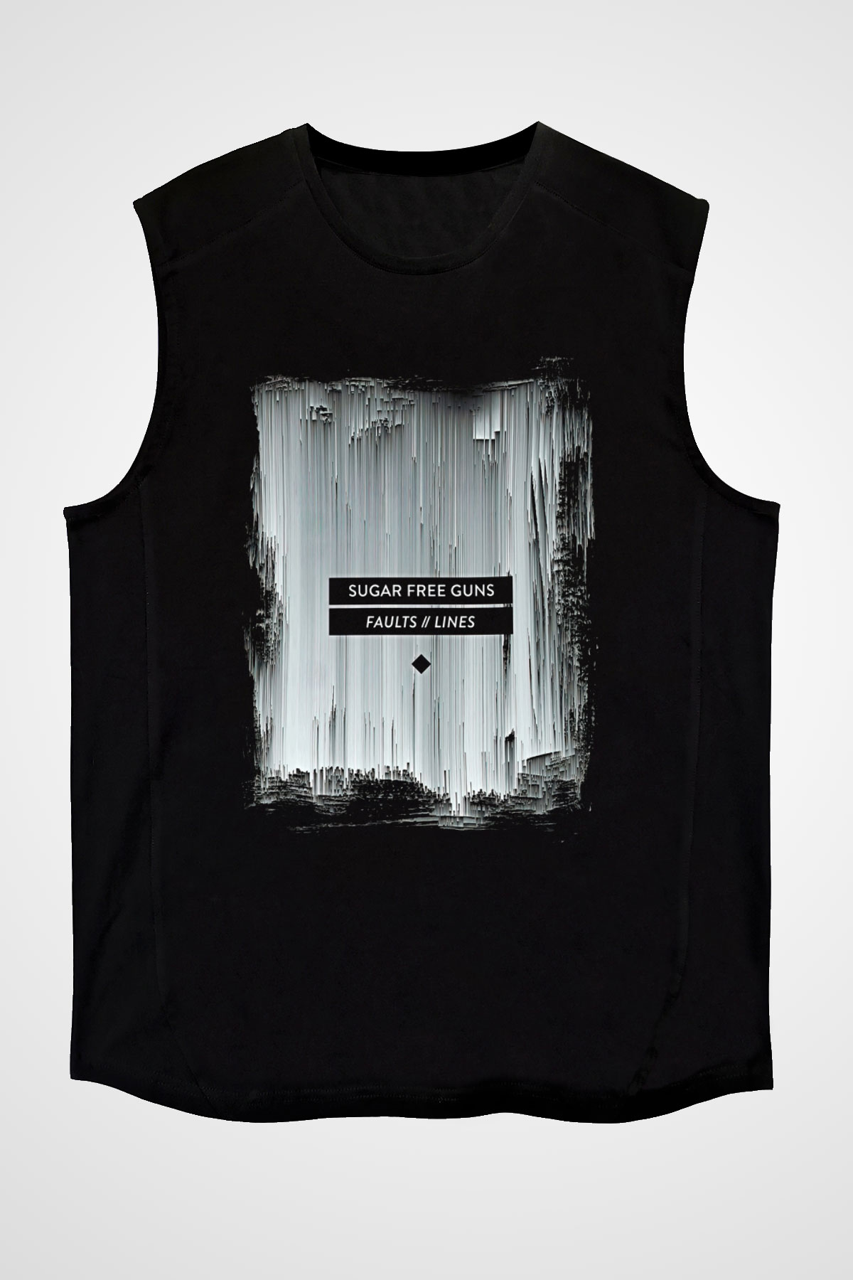 Shamrain Baskılı Unisex Siyah Kolsuz Tişört - Tshirt