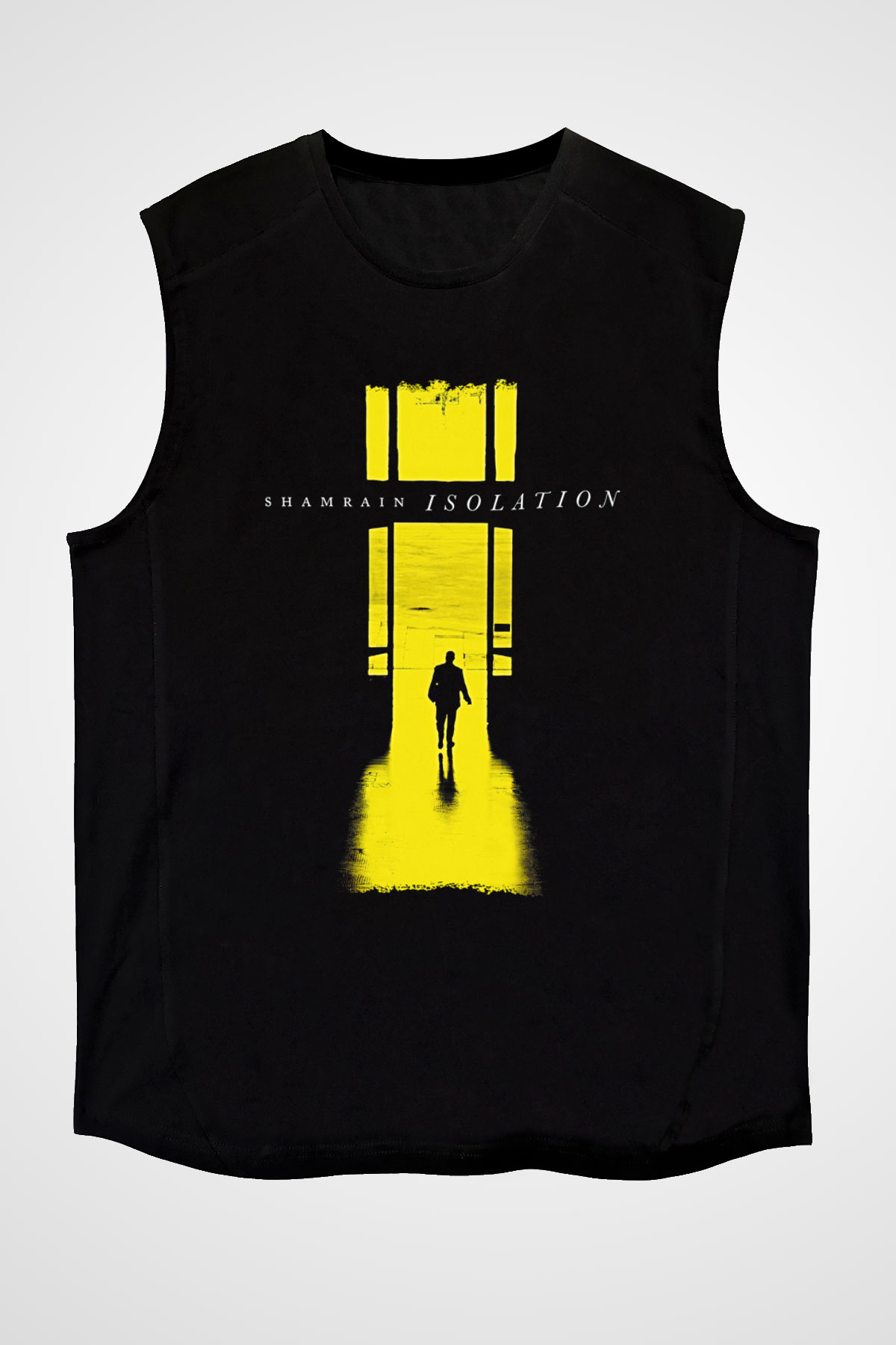 Shamrain Baskılı Unisex Siyah Kolsuz Tişört - Tshirt