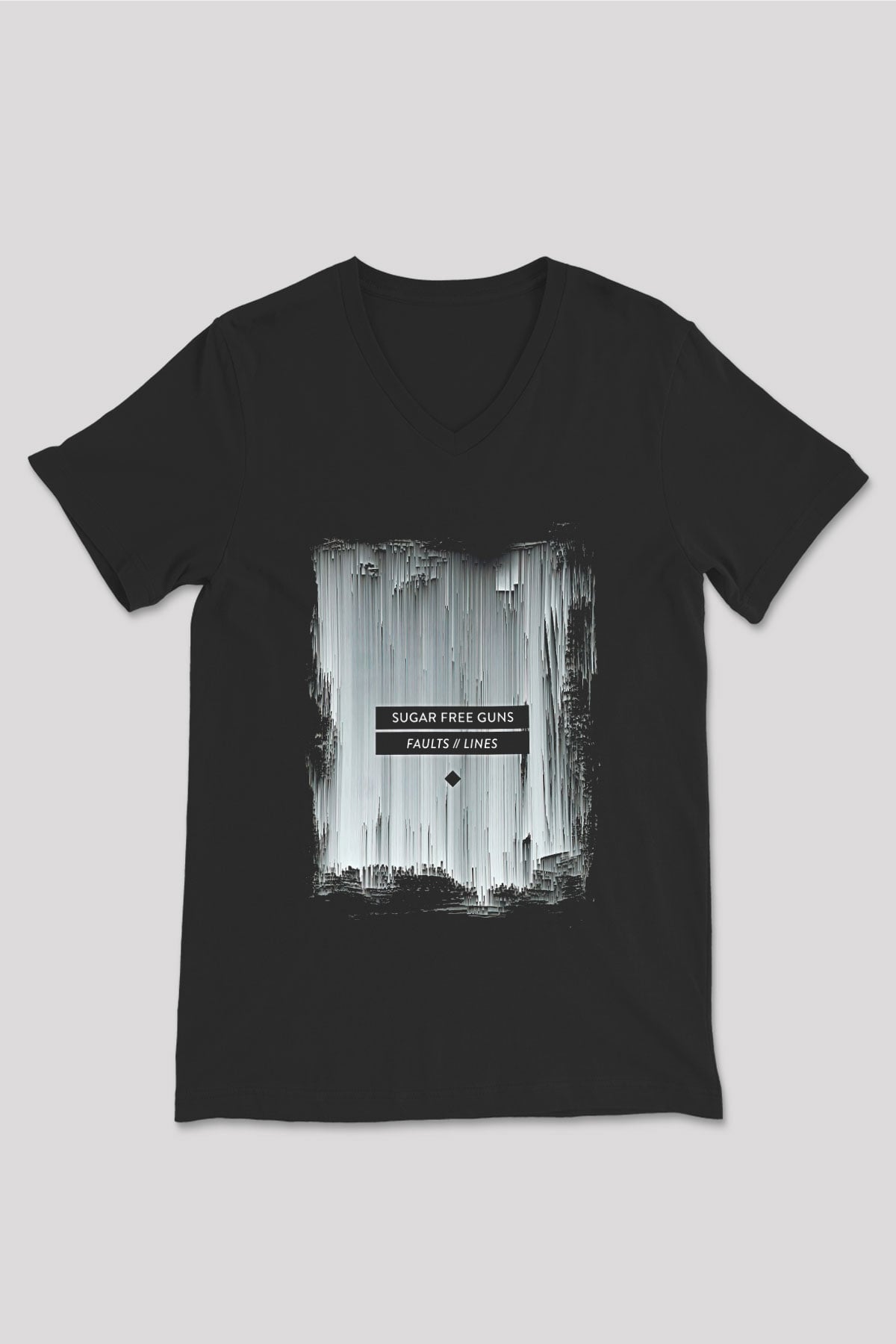 Shamrain Baskılı Unisex Siyah V Yaka Tişört - Tshirt