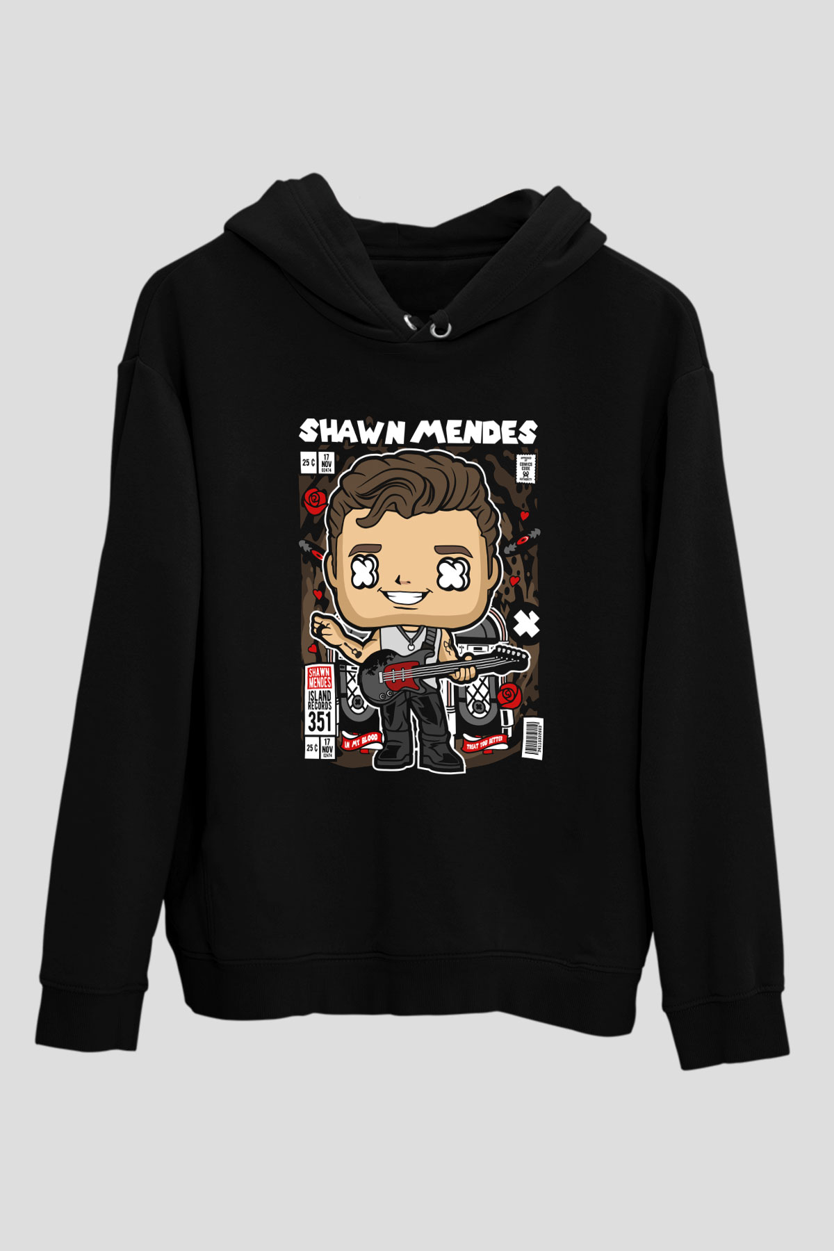 Shawn Mendes Baskılı Unisex Siyah Hoodie