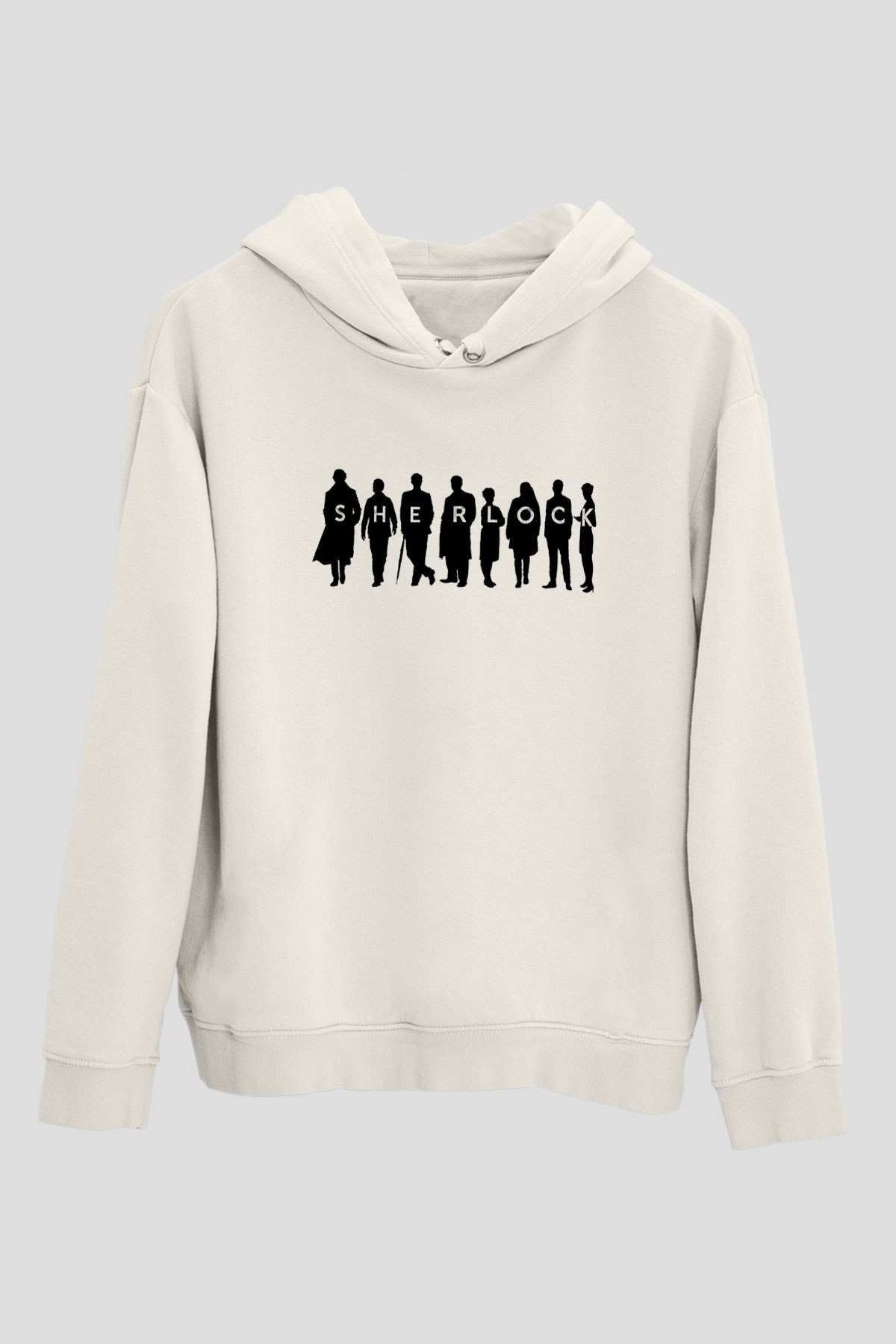 Sherlock Beyaz Unisex Kapşonlu Sweatshirt