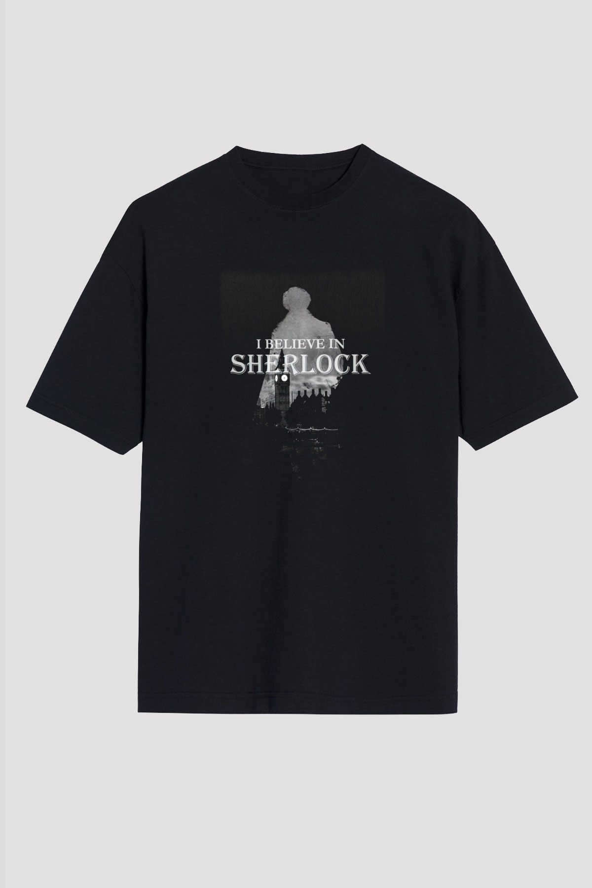 Sherlock Siyah Unisex Oversize Tişört T-Shirt