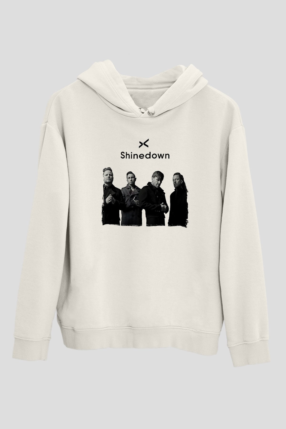 Shinedown Baskılı Beyaz Unisex Kapüşonlu Sweatshirt