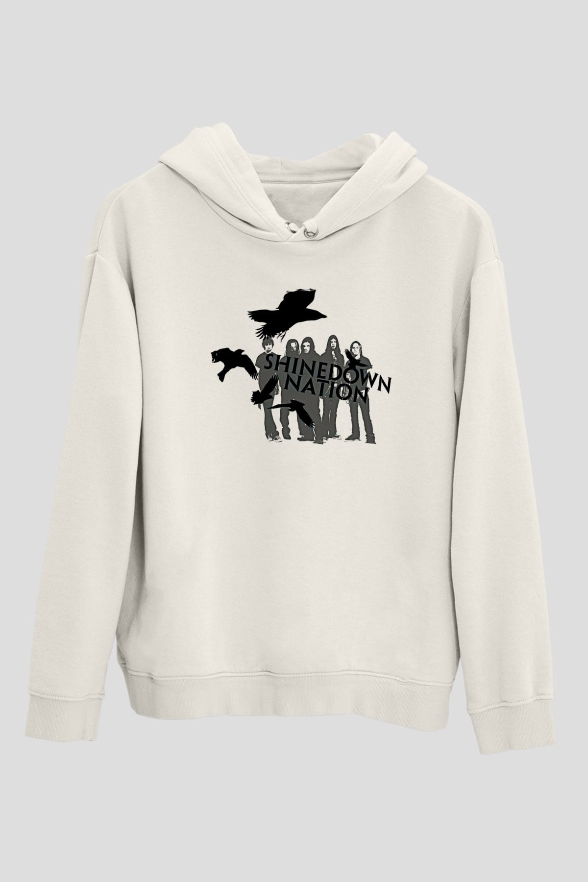 Shinedown Baskılı Beyaz Unisex Kapüşonlu Sweatshirt
