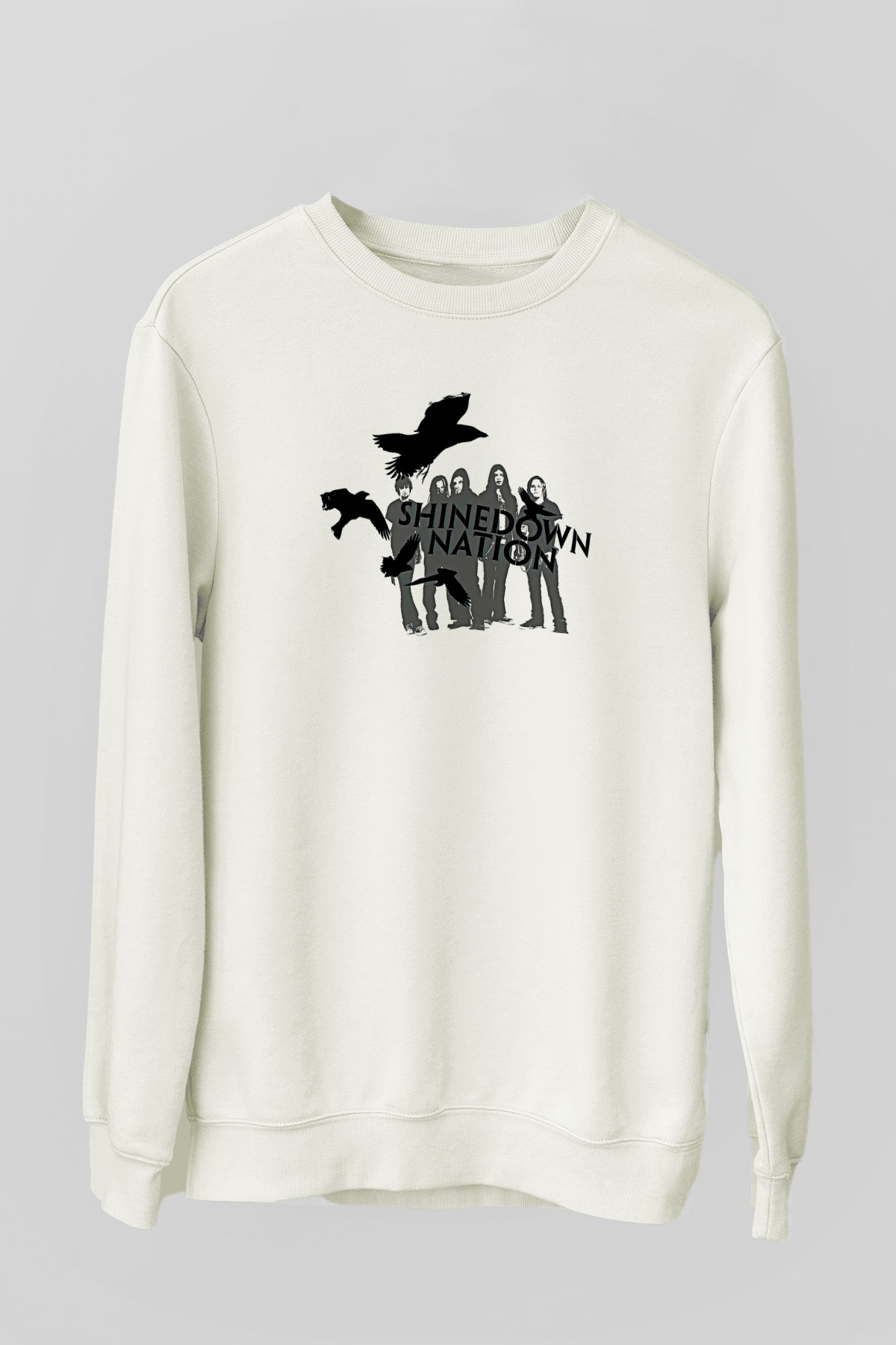 Shinedown Baskılı Beyaz Unisex Sweatshirt