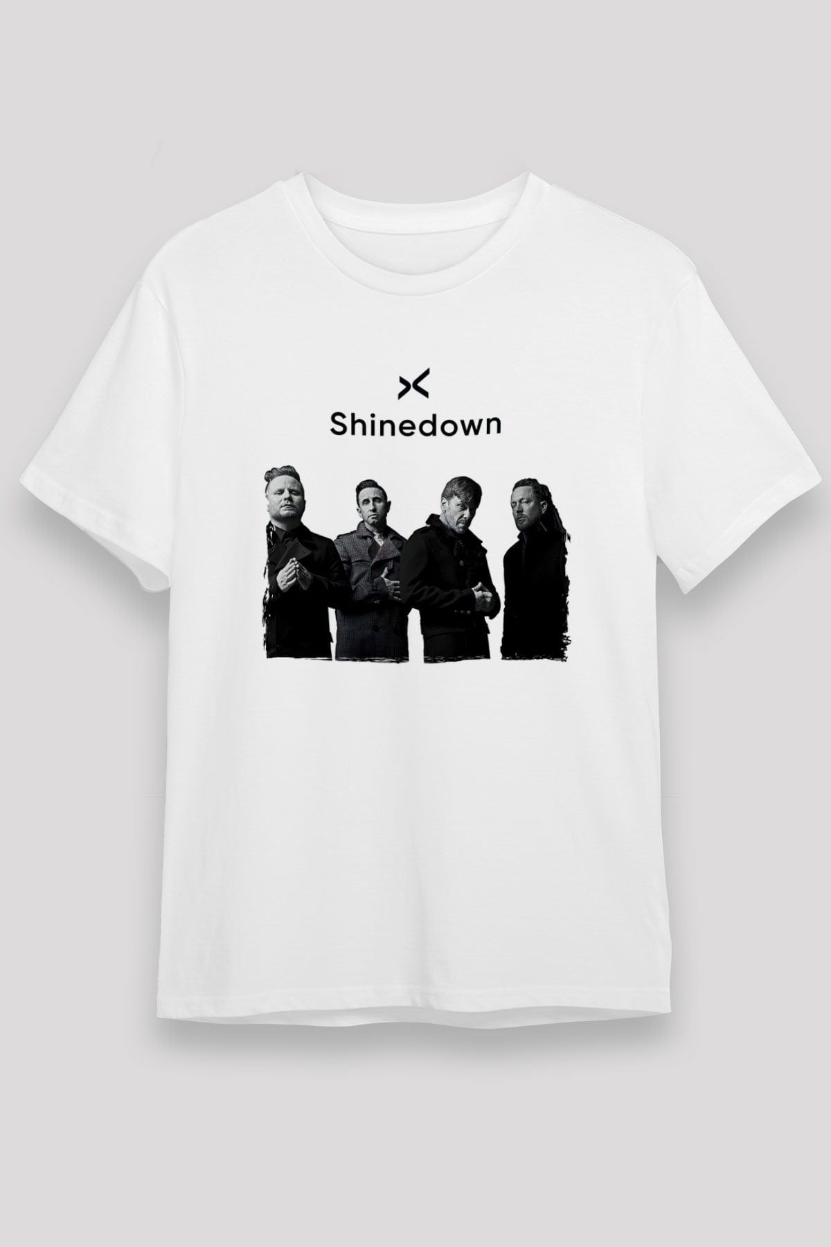 Shinedown Baskılı Unisex Beyaz Tişört - Tshirt
