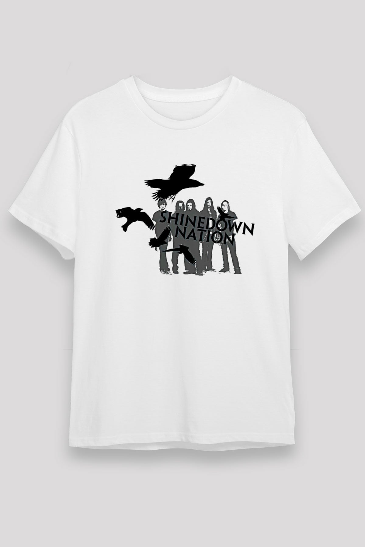 Shinedown Baskılı Unisex Beyaz Tişört - Tshirt