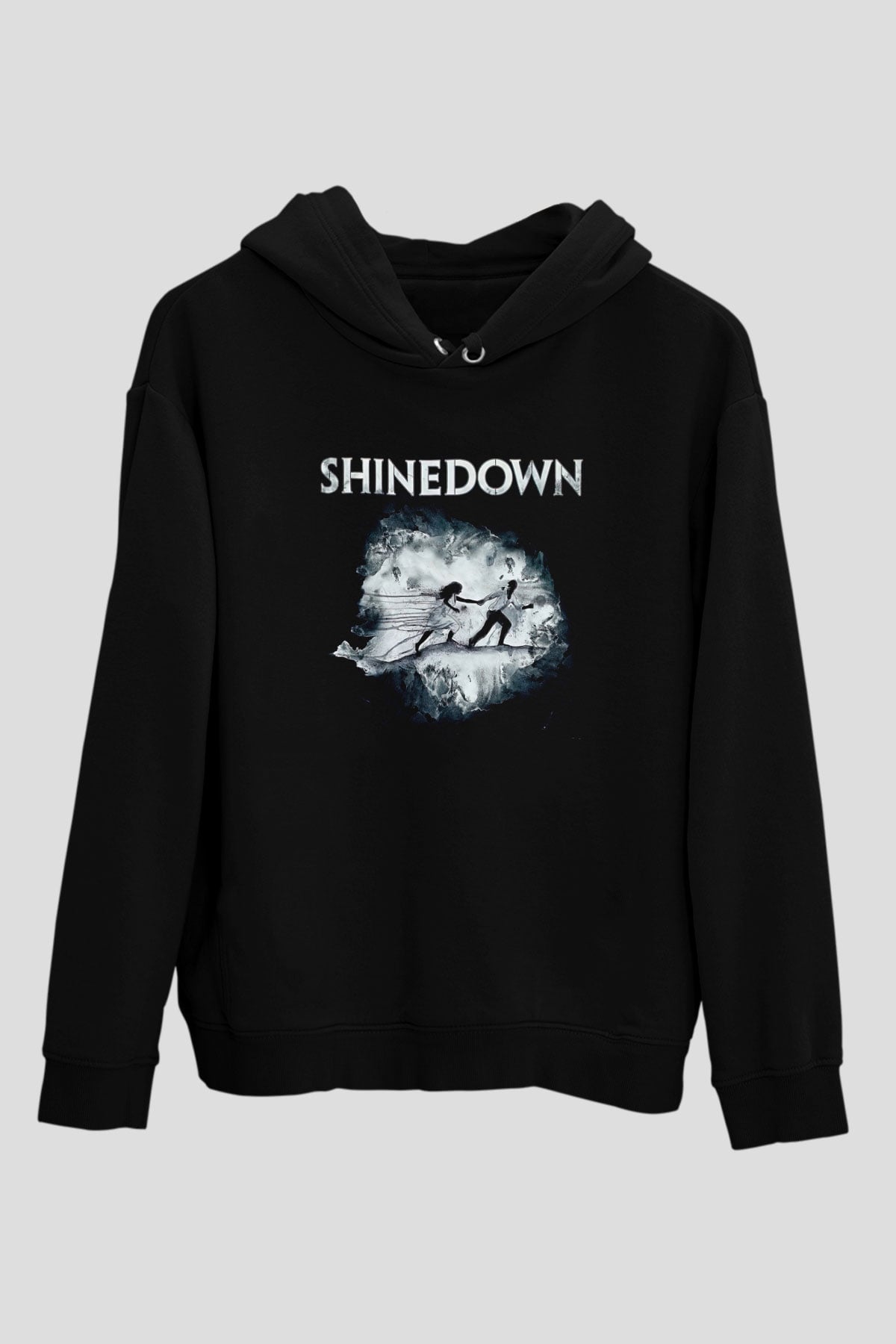 Shinedown Baskılı Unisex Siyah Kapüşonlu Sweatshirt