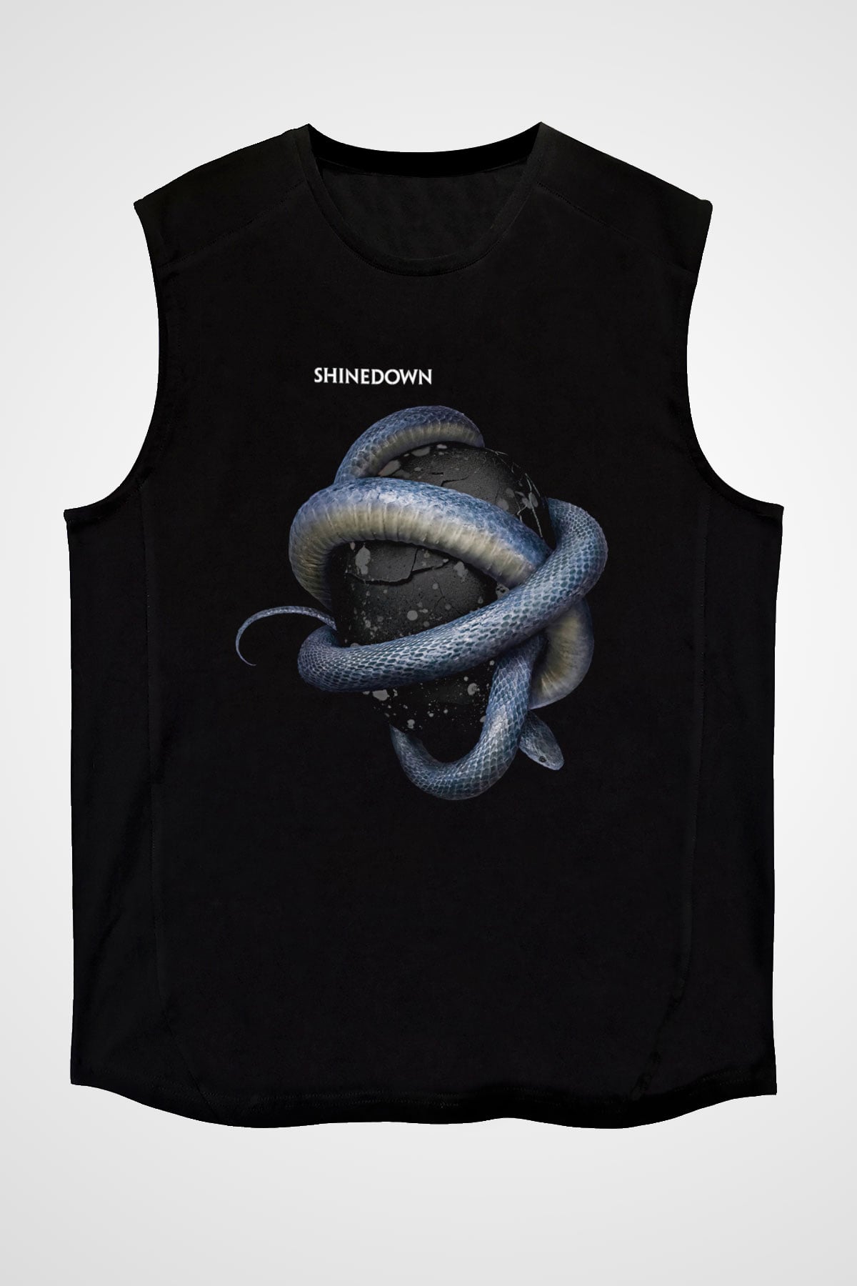 Shinedown Baskılı Unisex Siyah Kolsuz Tişört - Tshirt