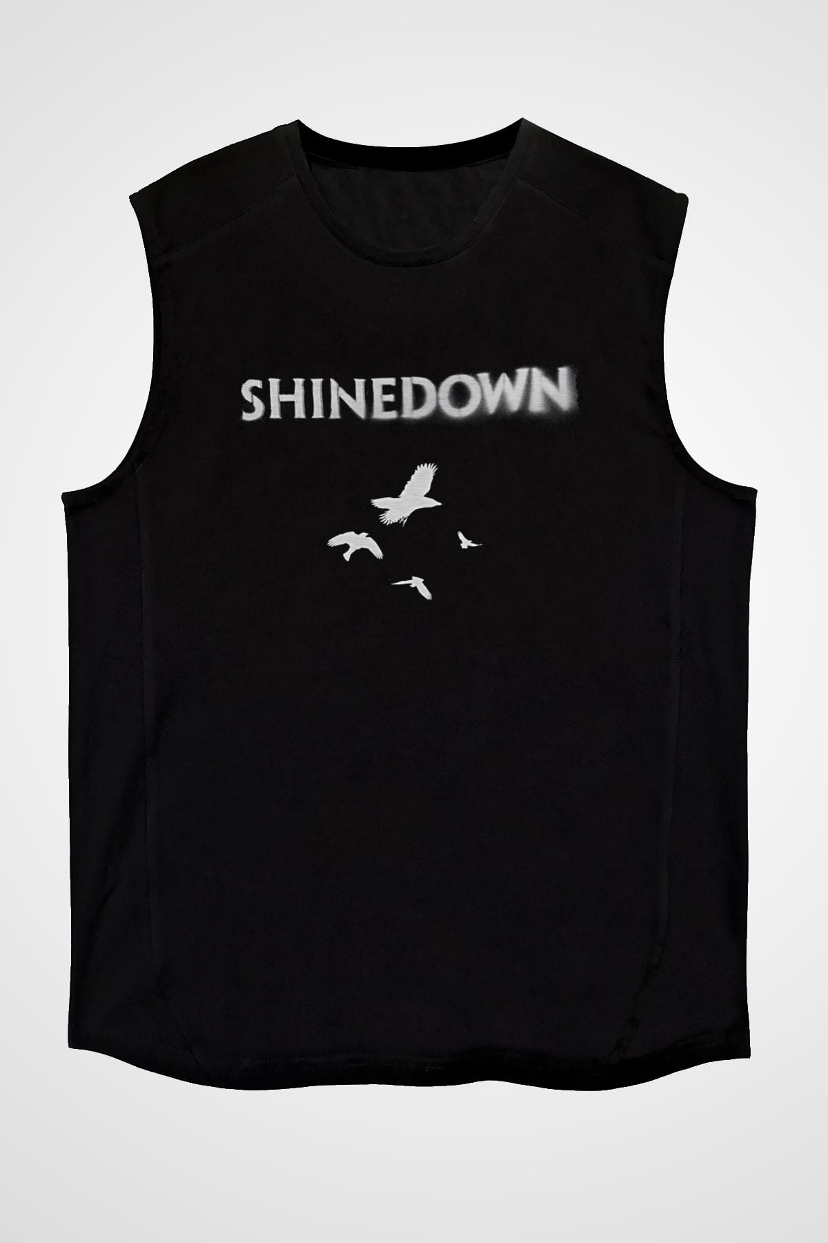 Shinedown Baskılı Unisex Siyah Kolsuz Tişört - Tshirt