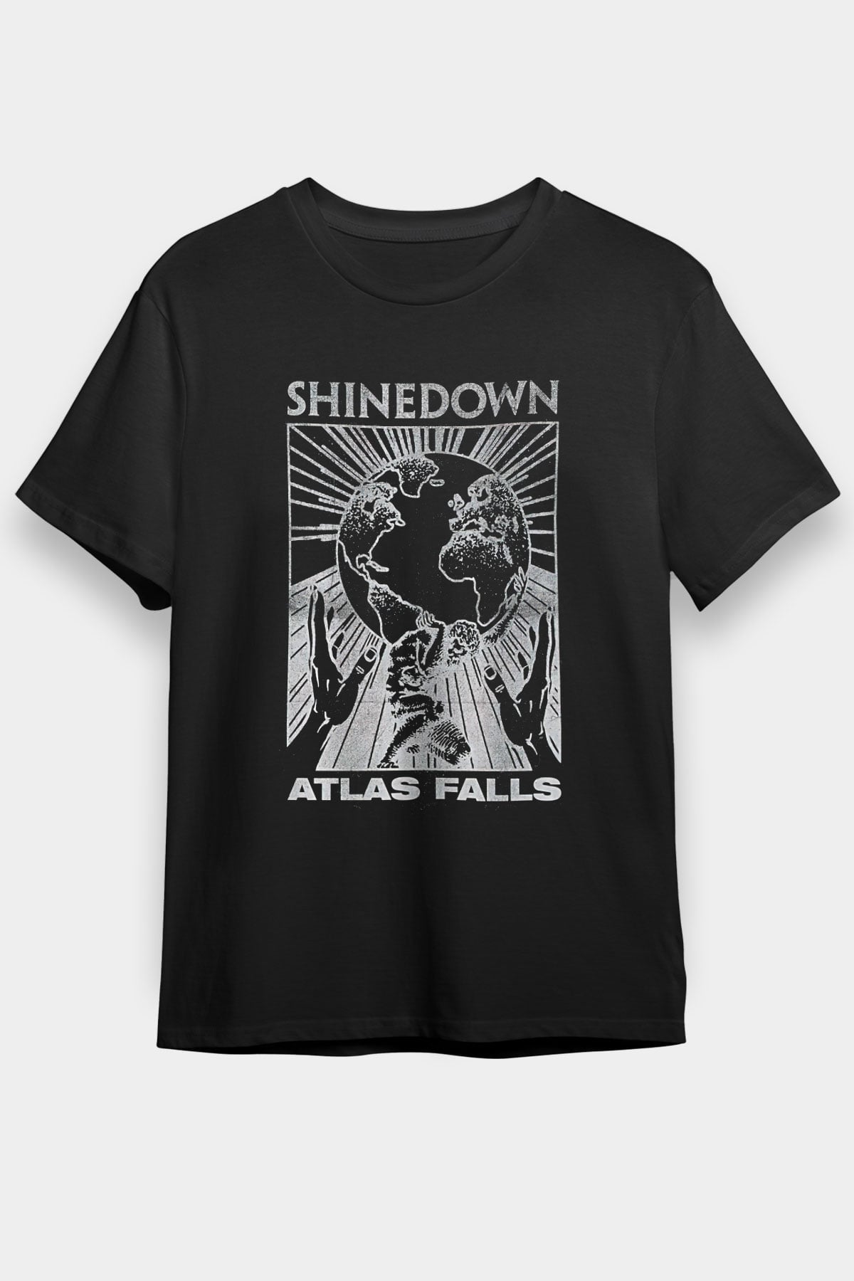Shinedown Baskılı Unisex Siyah Tişört - Tshirt