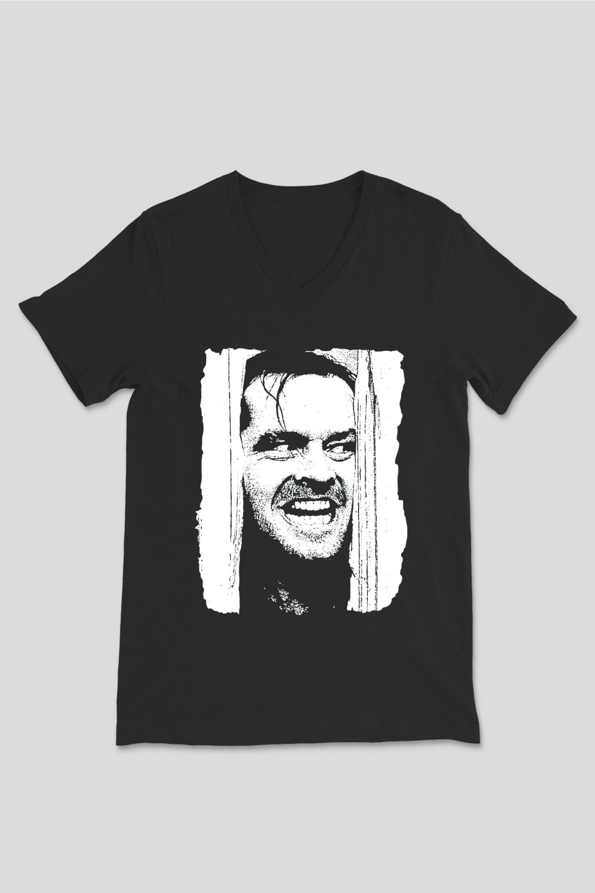 Shining Siyah Unisex  V Yaka Tişört