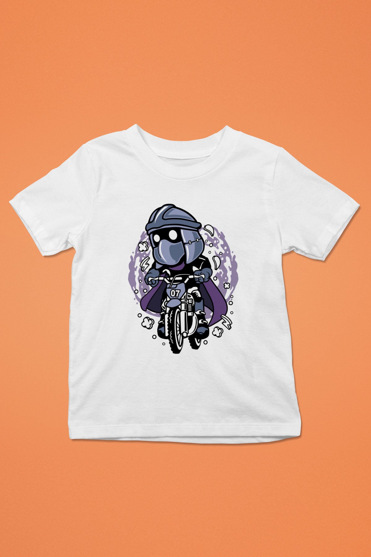 Shredder Biker Baskılı Beyaz Unisex Çocuk Tshirt