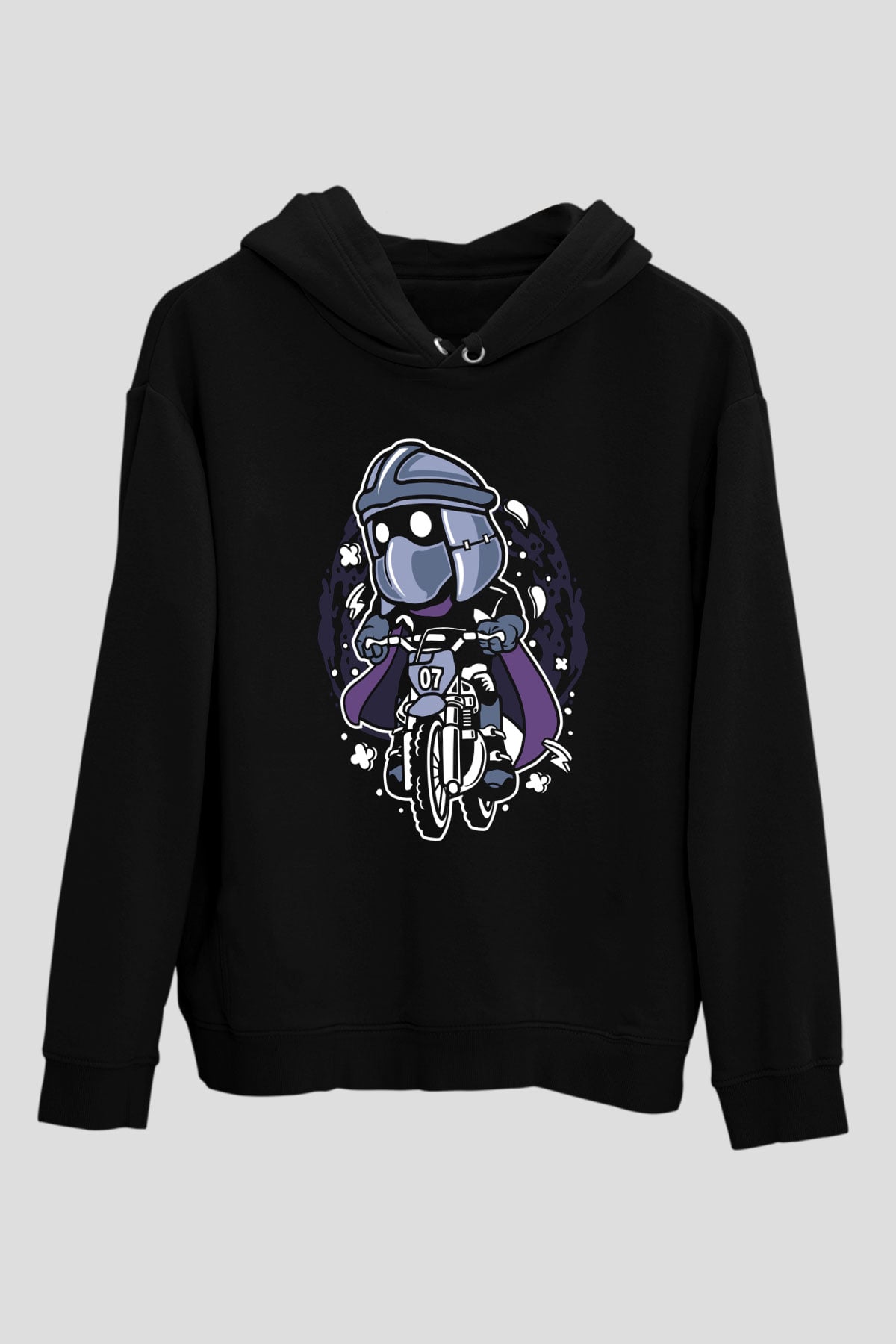 Shredder Biker Baskılı Siyah Unisex Tshirt