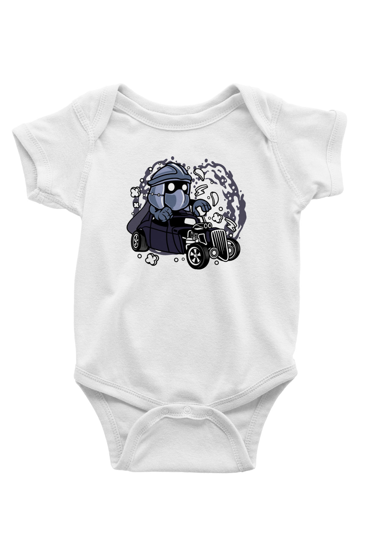 Shredder Hotrod Baskılı Beyaz Unisex Bebek Body - Zıbın