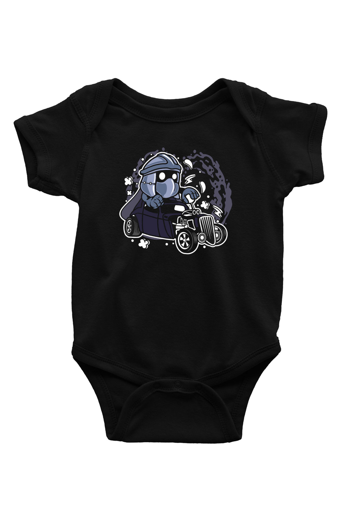 Shredder Hotrod Baskılı Siyah Bebek Body - Zıbın