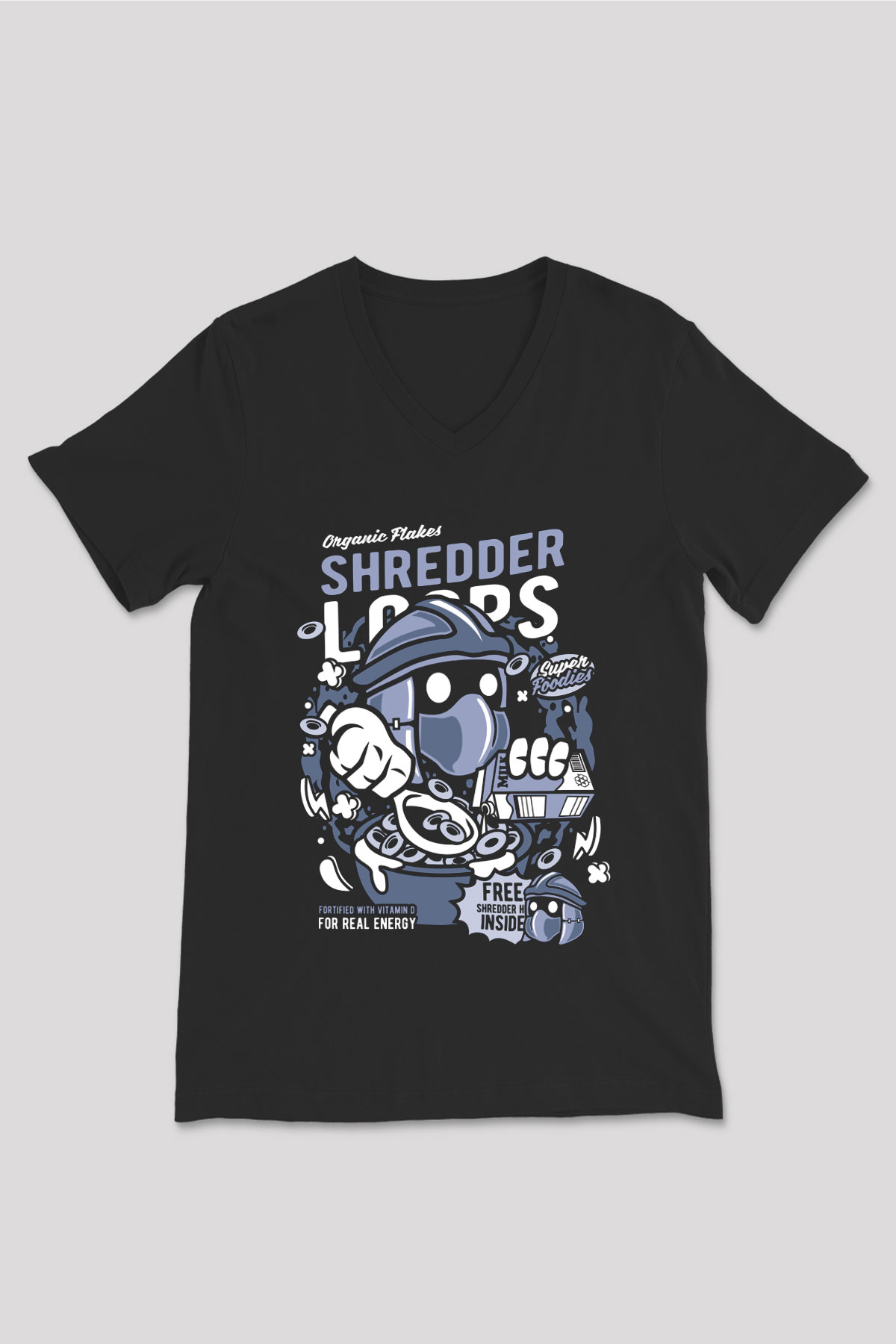 Shredder Loops Baskılı Siyah Unisex V Yaka Tişört