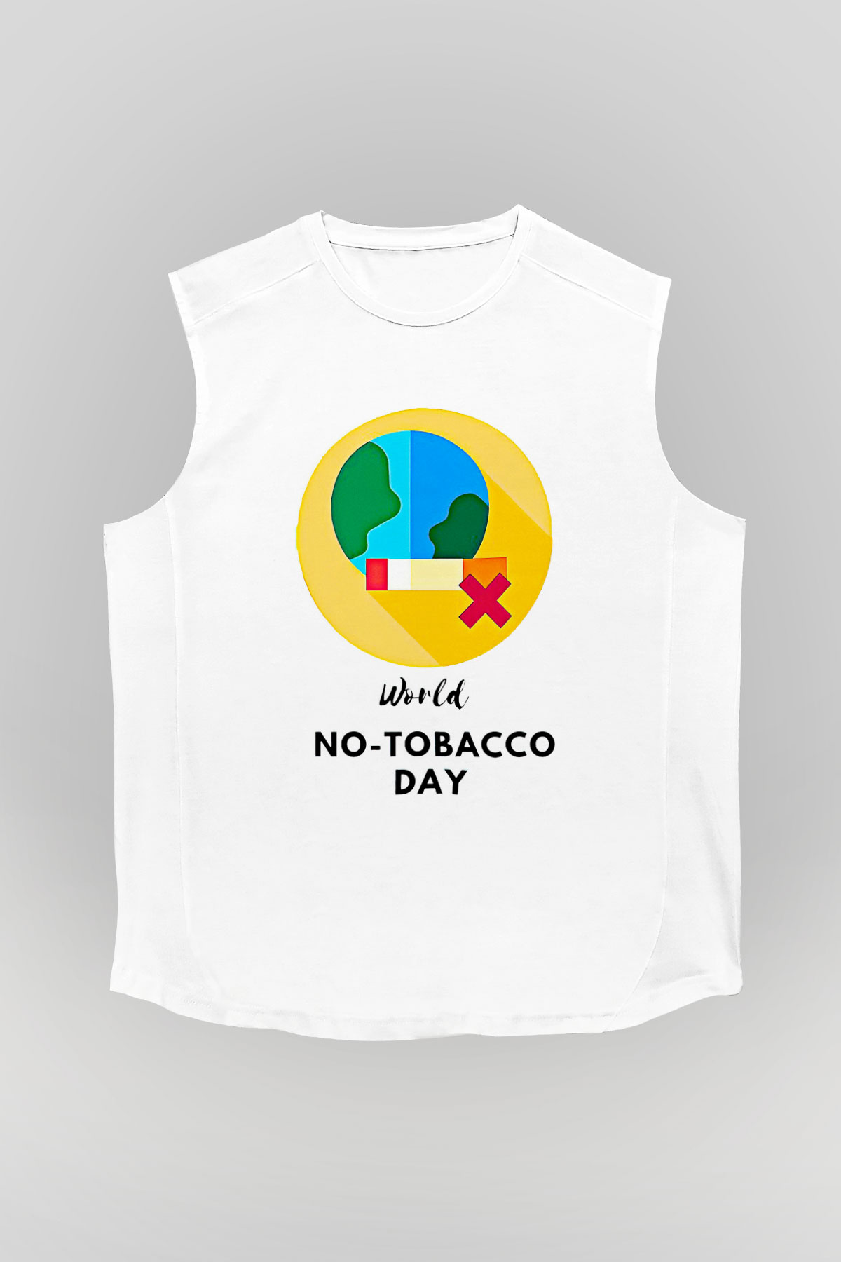 Sigarayı Bırakma Günü Baskılı Beyaz Unisex Kolsuz Tişört - Tshirt