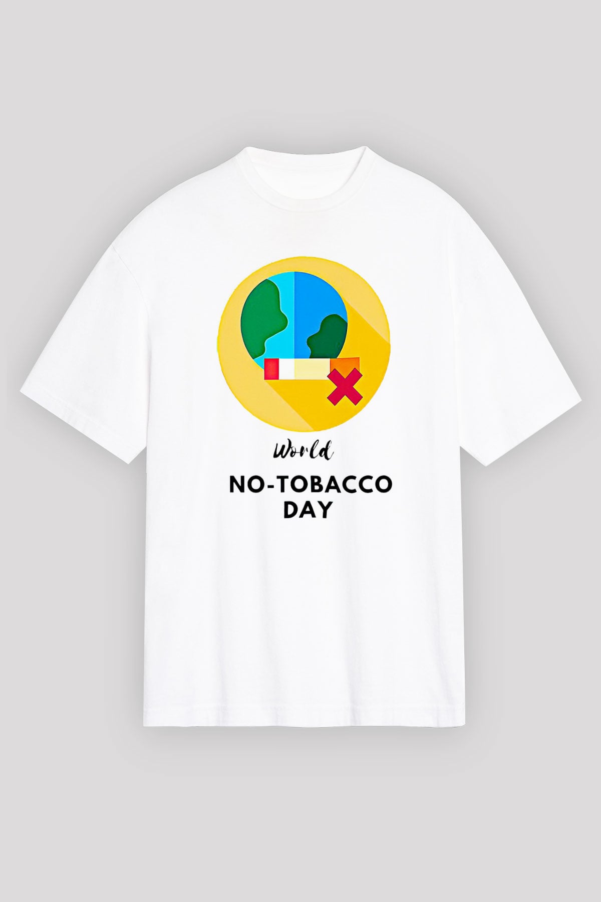 Sigarayı Bırakma Günü Baskılı Beyaz Unisex Oversize Tişört - Tshirt