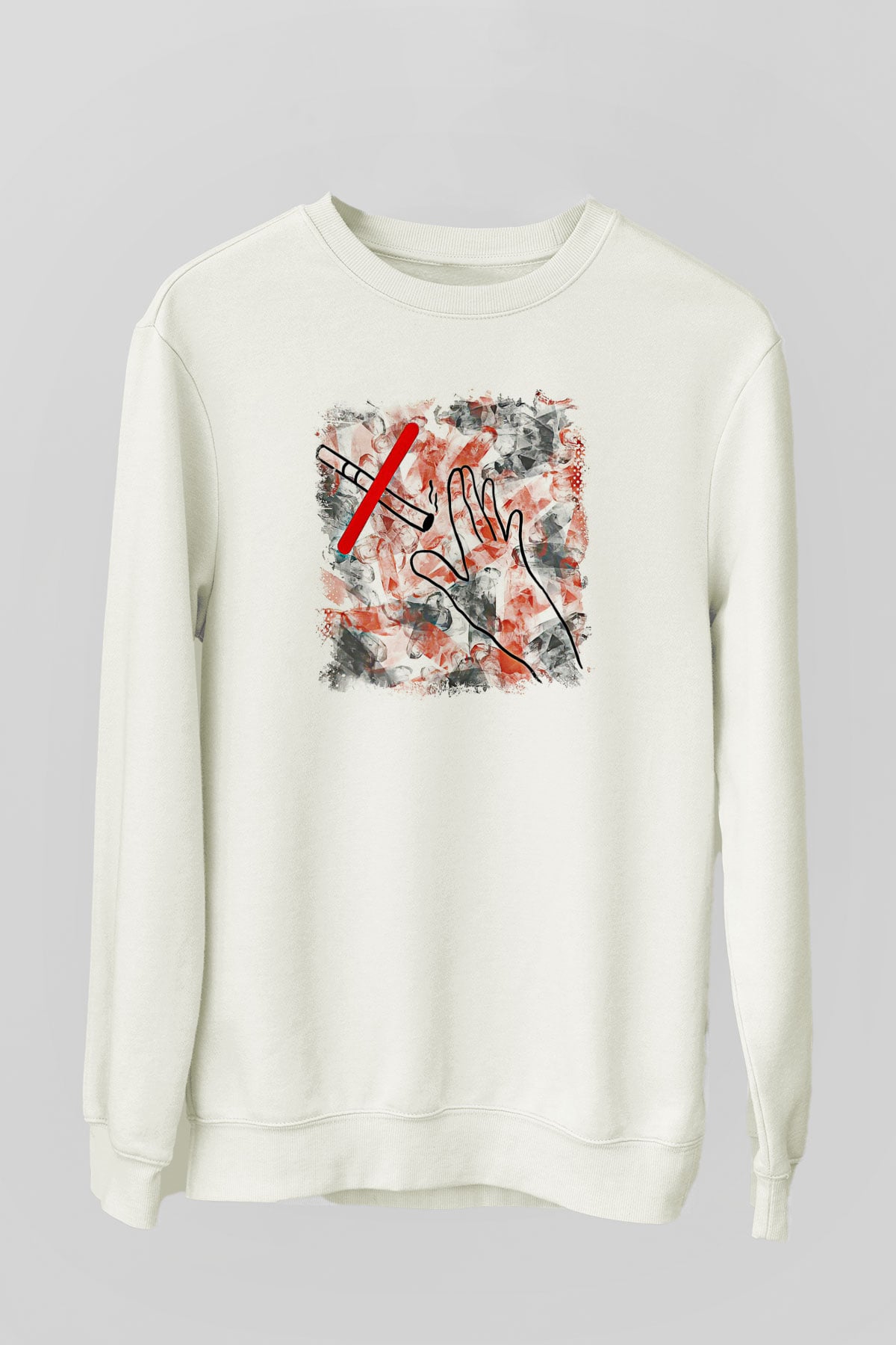 Sigarayı Bırakma Günü Baskılı Beyaz Unisex Sweatshirt
