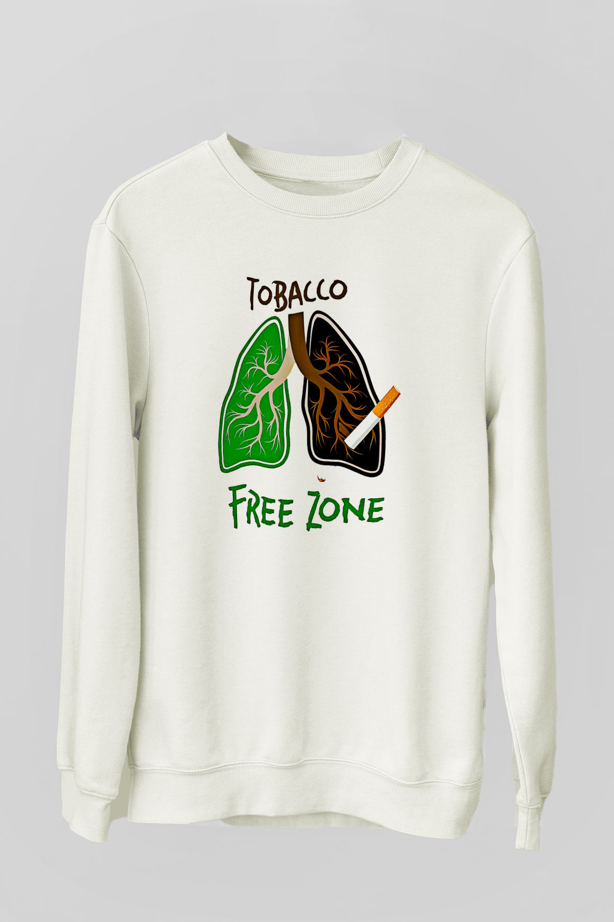 Sigarayı Bırakma Günü Baskılı Beyaz Unisex Sweatshirt