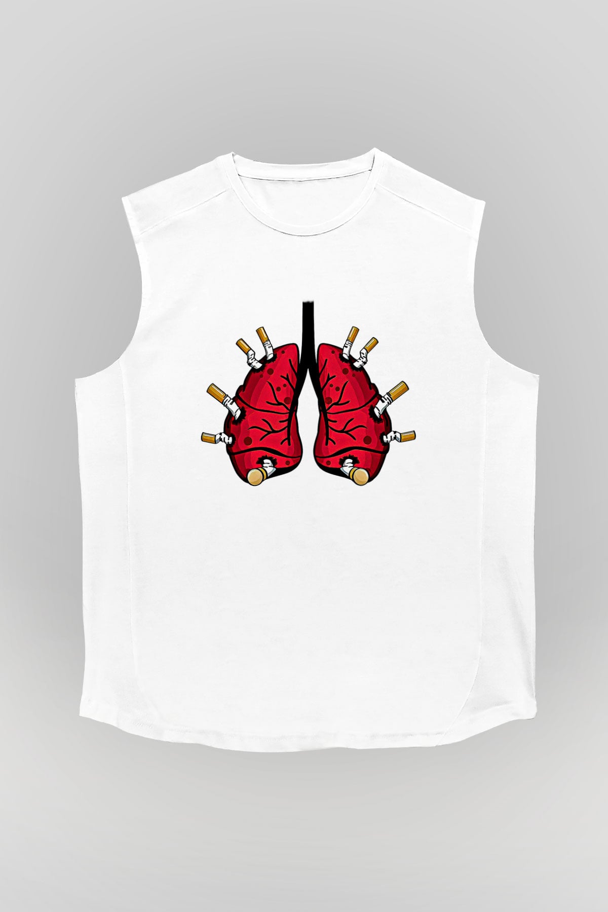 Sigarayı Bırakma Günü Baskılı Beyaz Unisex Kolsuz Tişört - Tshirt