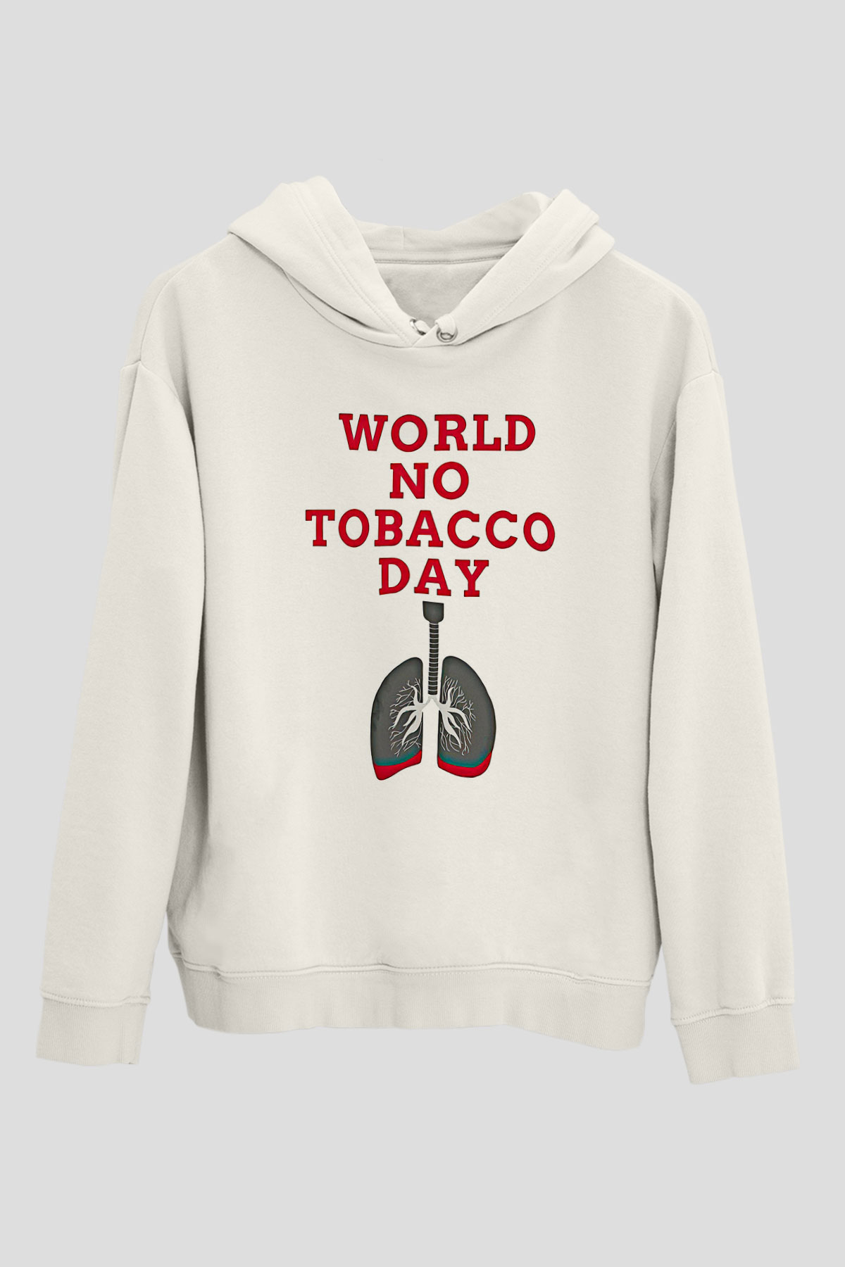 Sigarayı Bırakma Günü Baskılı Beyaz Unisex Kapüşonlu Sweatshirt