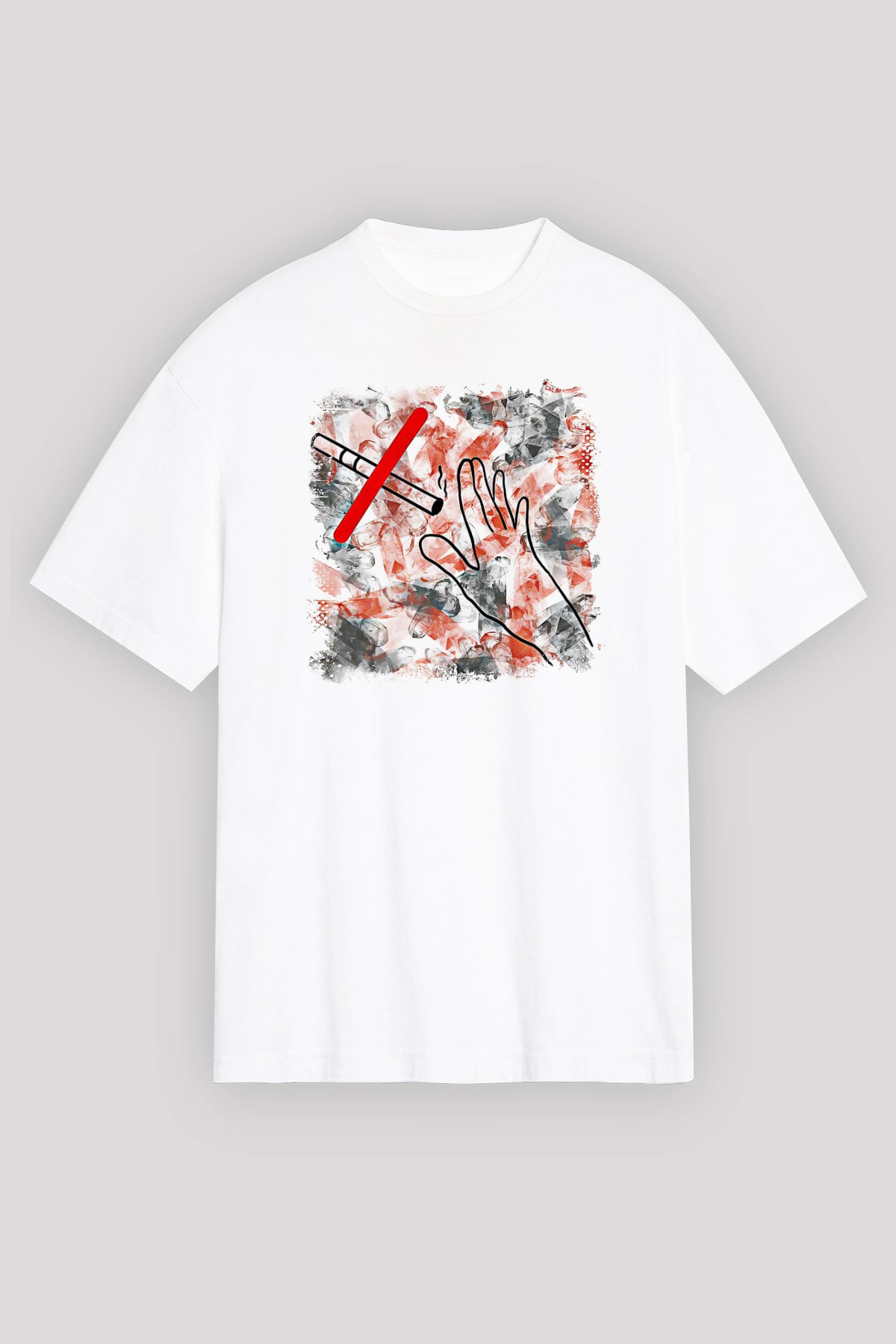 Sigarayı Bırakma Günü Baskılı Beyaz Unisex Oversize Tişört - Tshirt