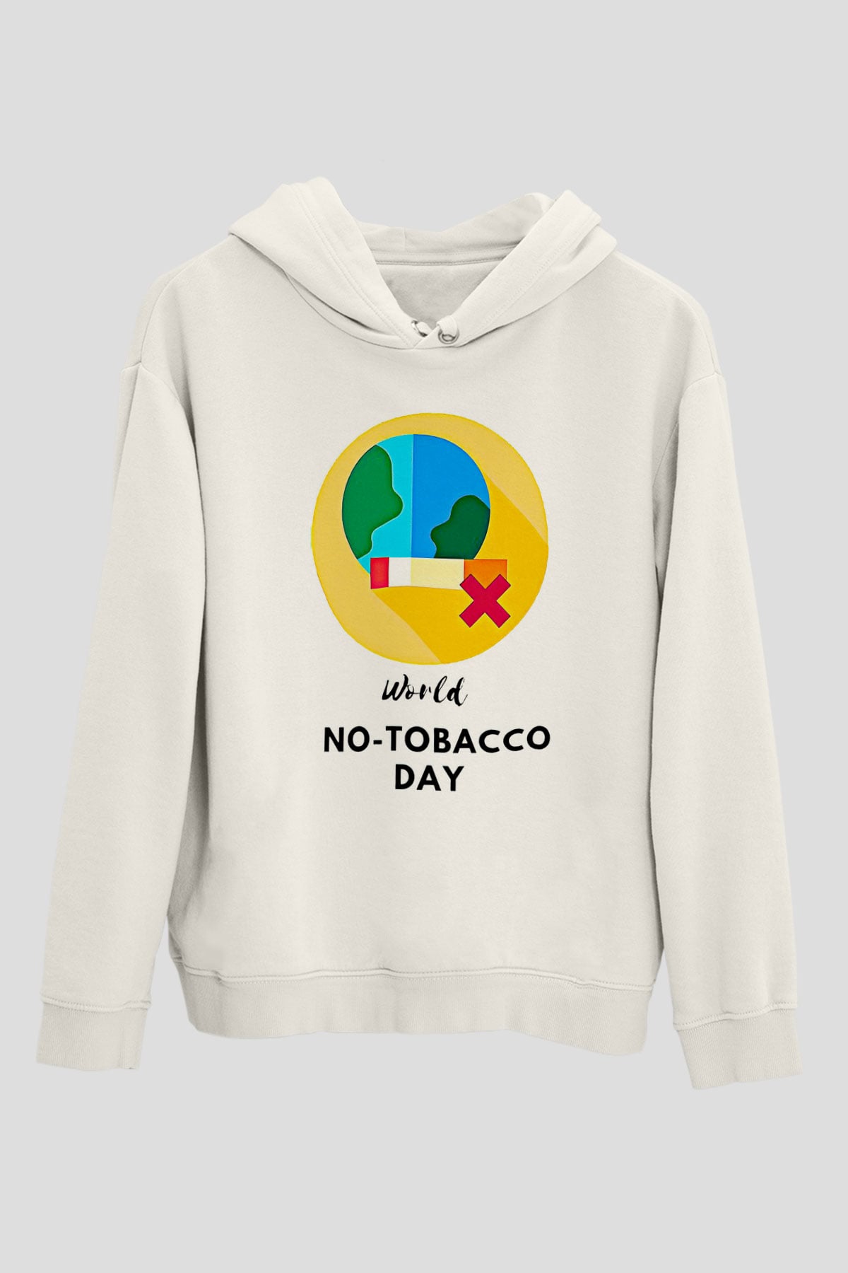 Sigarayı Bırakma Günü Baskılı Beyaz Unisex Kapüşonlu Sweatshirt