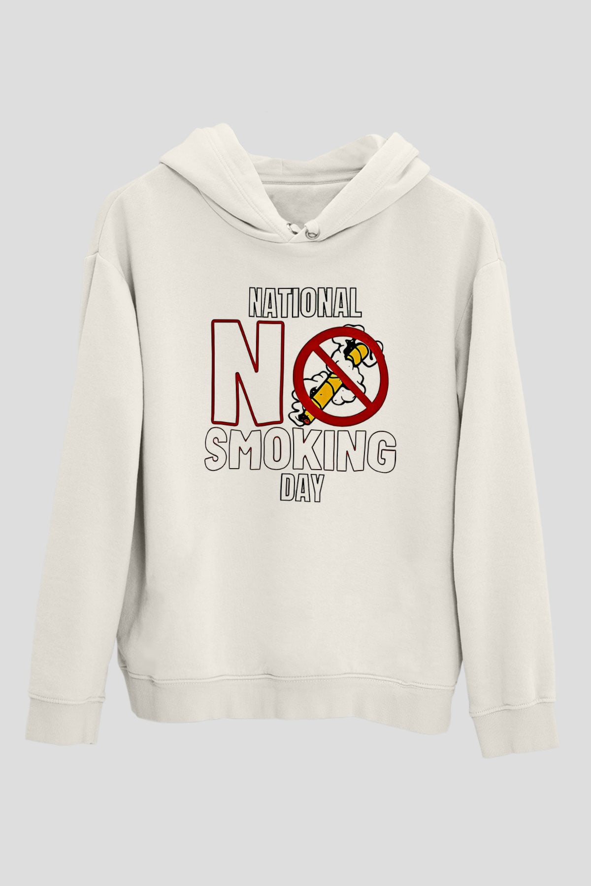 Sigarayı Bırakma Günü Baskılı Beyaz Unisex Kapüşonlu Sweatshirt